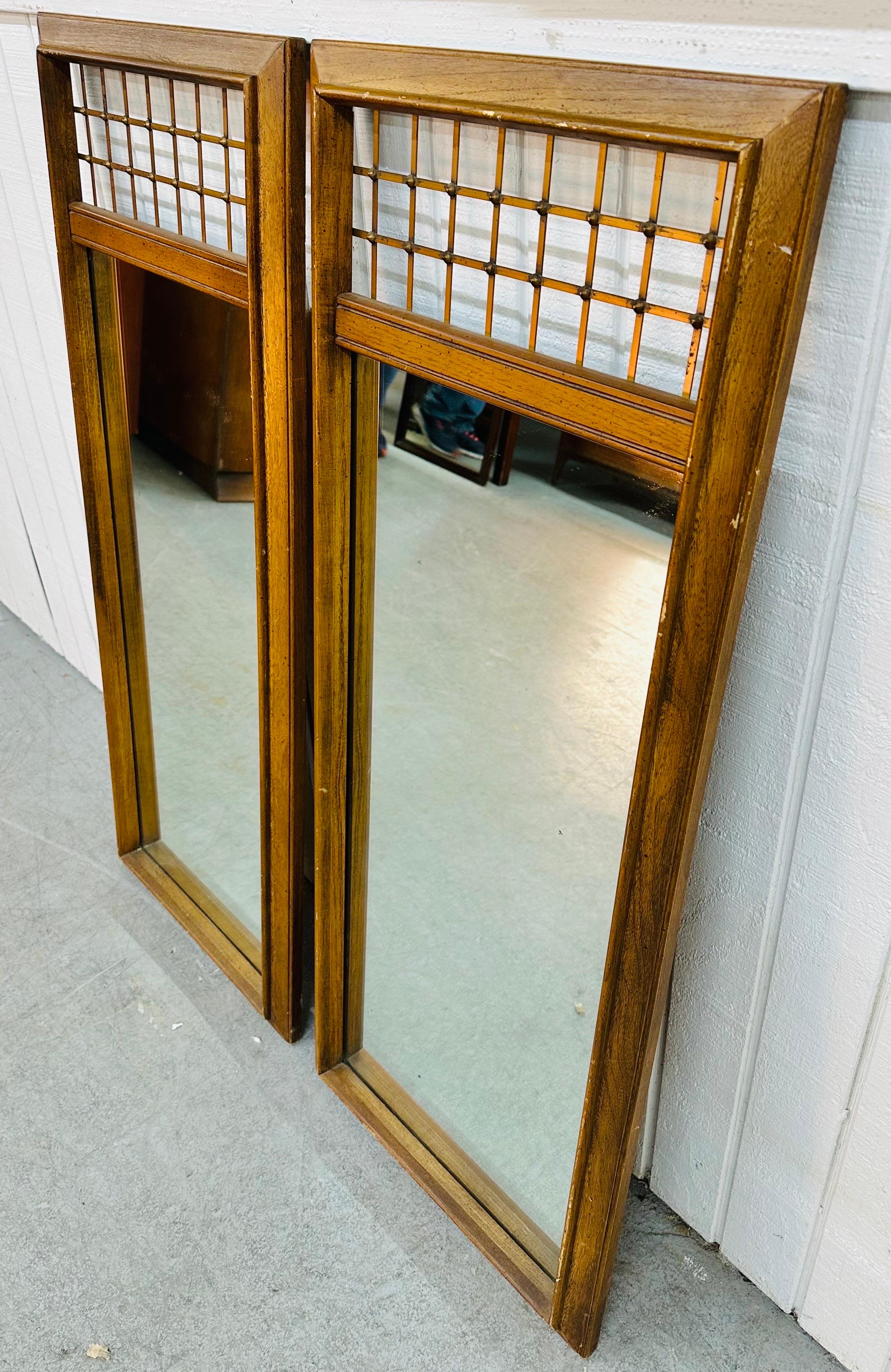 American Mid-Century Modern Walnut Wall Mirrors - Set of 2 For Sale