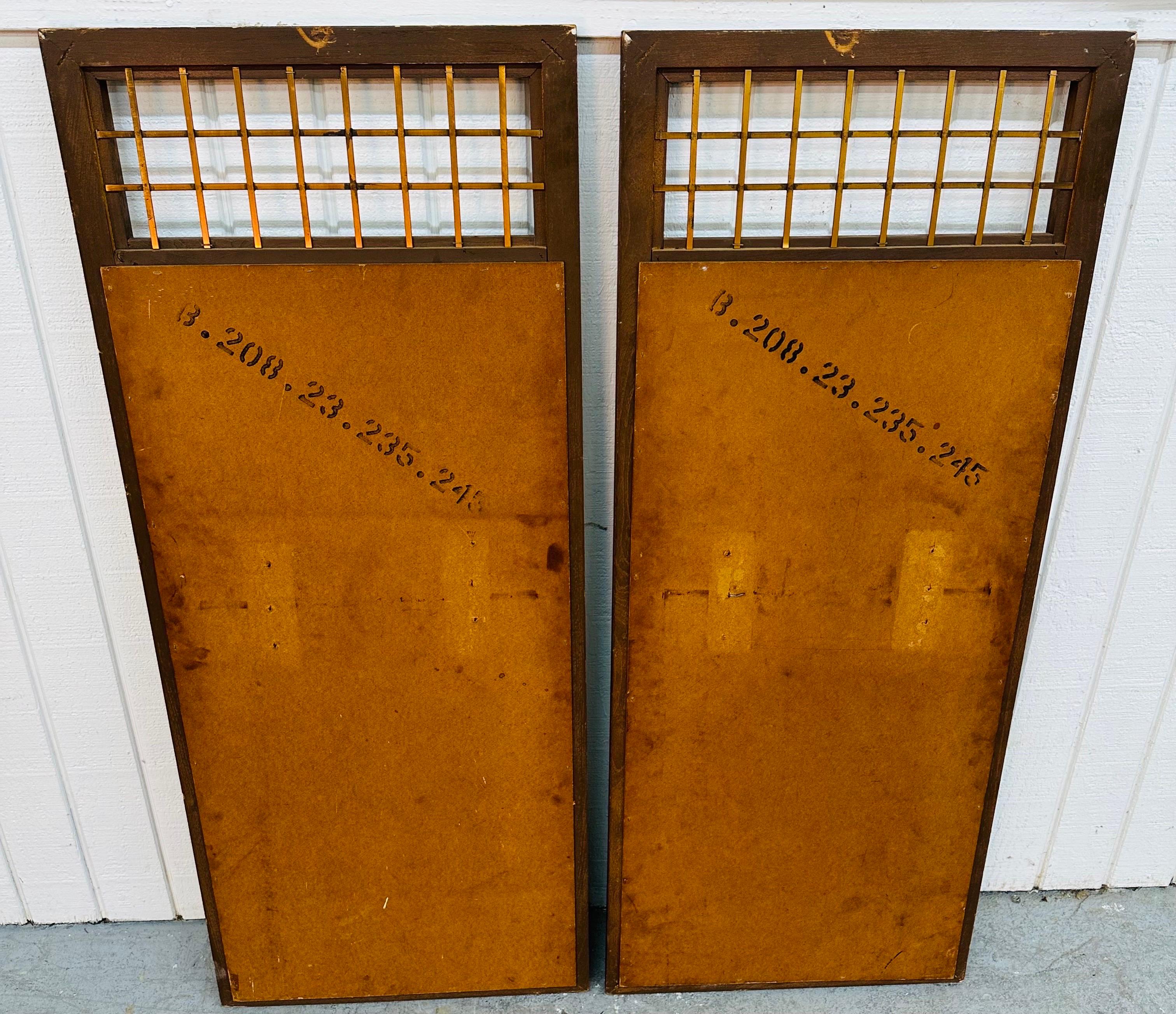 Brass Mid-Century Modern Walnut Wall Mirrors - Set of 2 For Sale