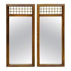 Mid-Century Modern Walnut Wall Mirrors - Set of 2