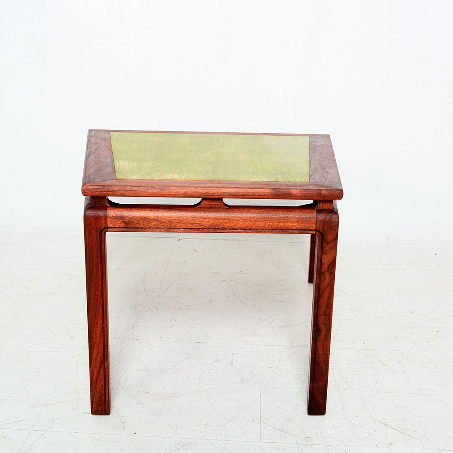 Mid-Century Modern 1950s Wedge Side Table Walnut & Gold Leaf Edward Wormley Dunbar