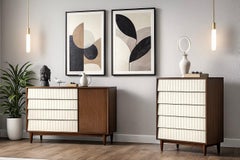 Mid Century MODERN Walnut + White DRESSER / Bedroom SET by Lawrence Peabody
