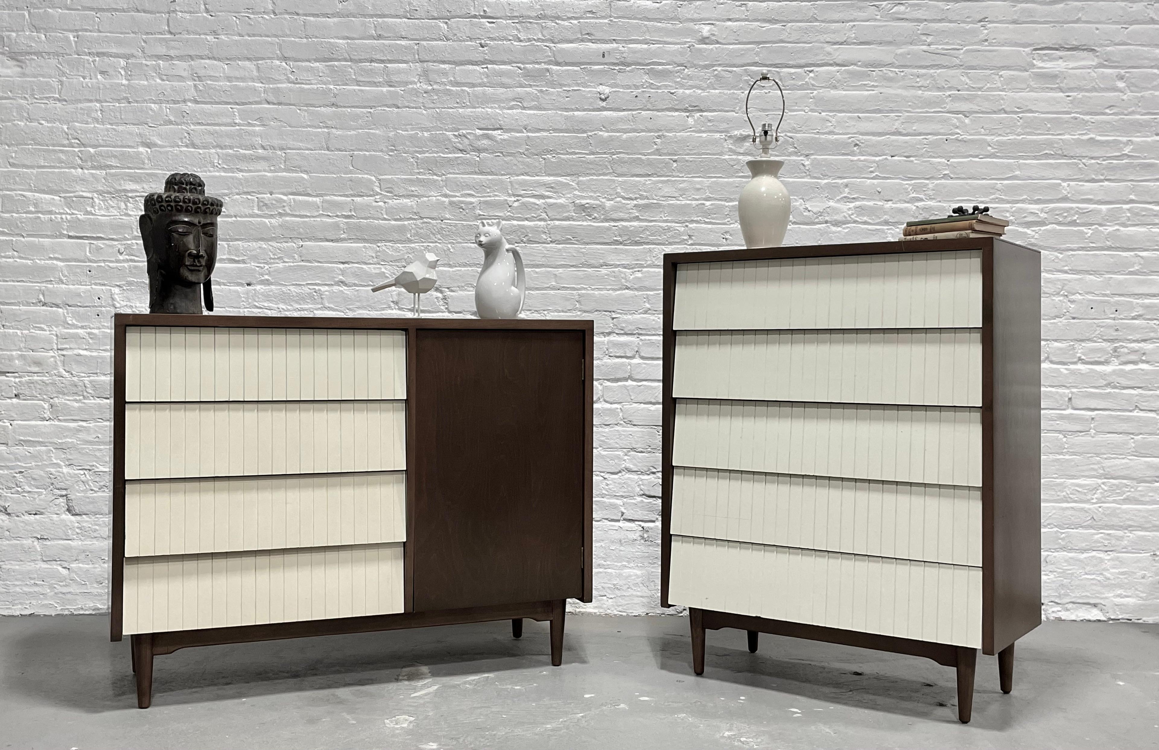 Mid Century MODERN Walnut + White DRESSER by Lawrence Peabody for Child Craft In Good Condition For Sale In Weehawken, NJ