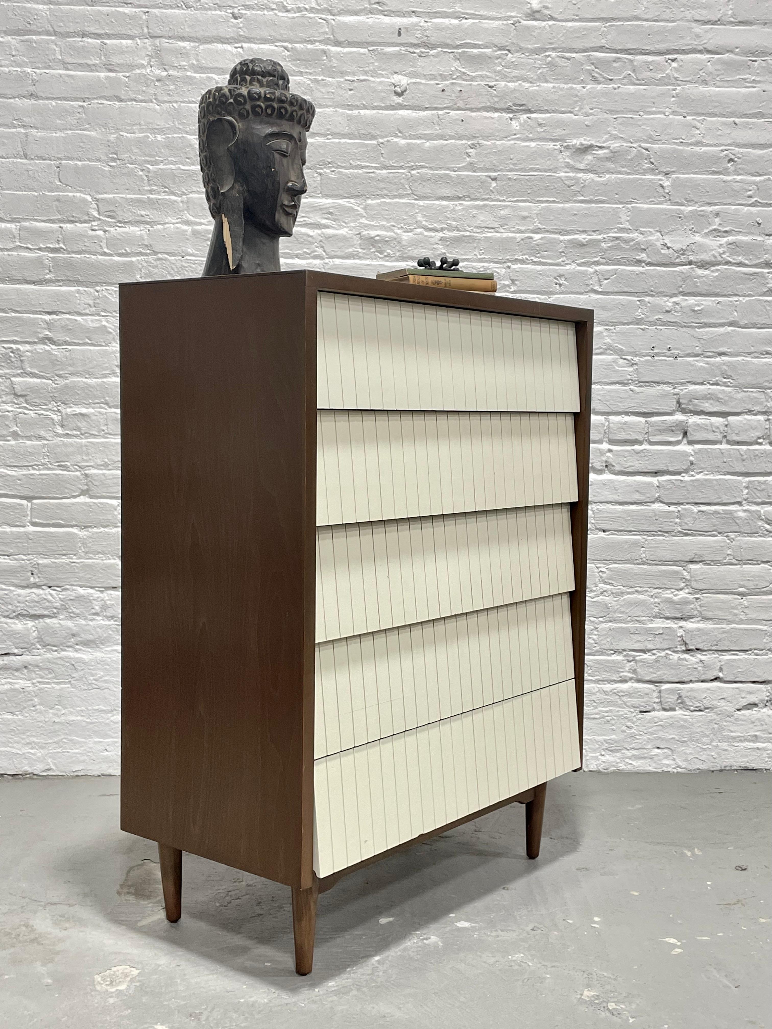 Wood Mid Century MODERN Walnut + White DRESSER by Lawrence Peabody for Child Craft For Sale