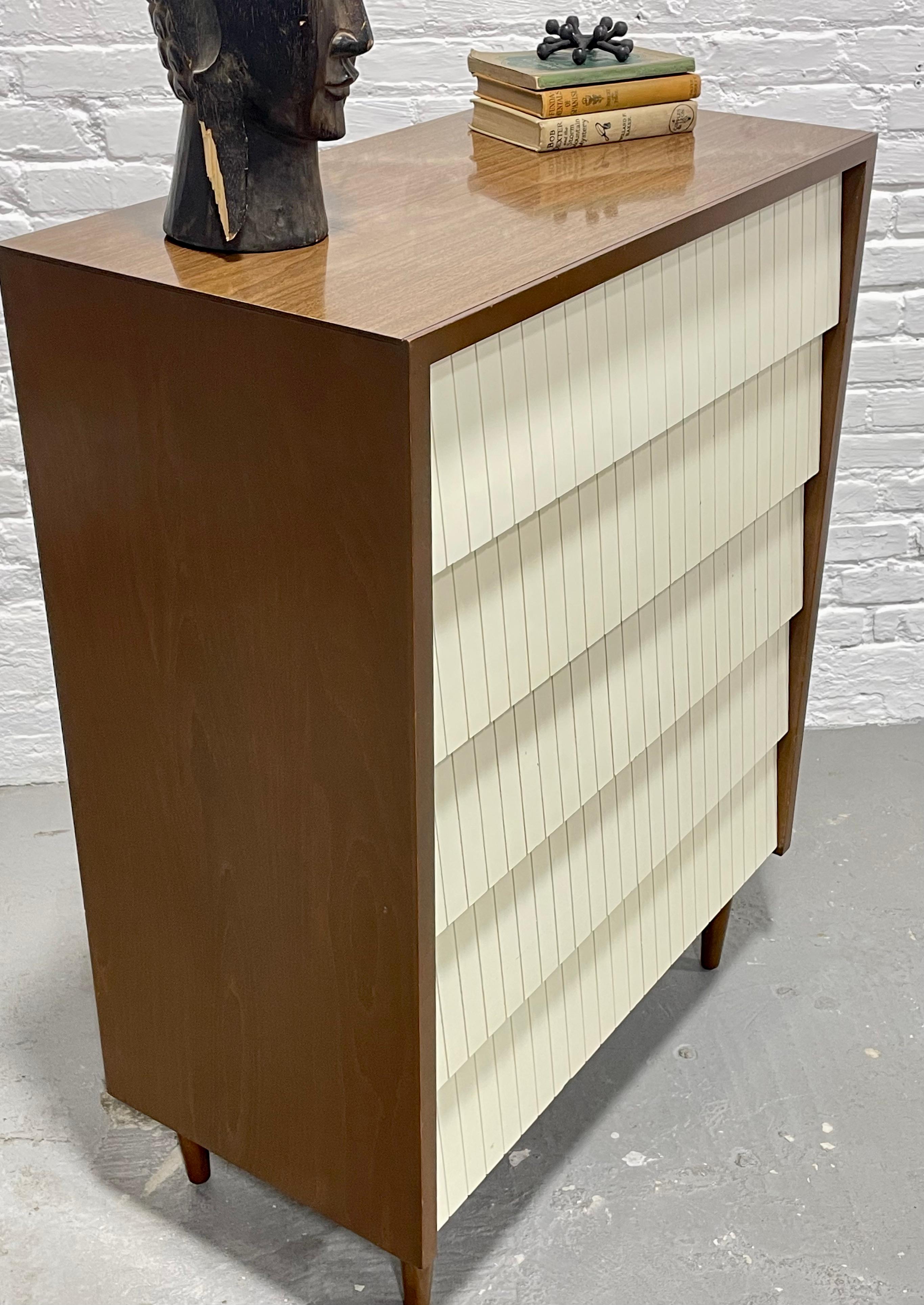 Mid Century MODERN Walnut + White DRESSER by Lawrence Peabody for Child Craft For Sale 1