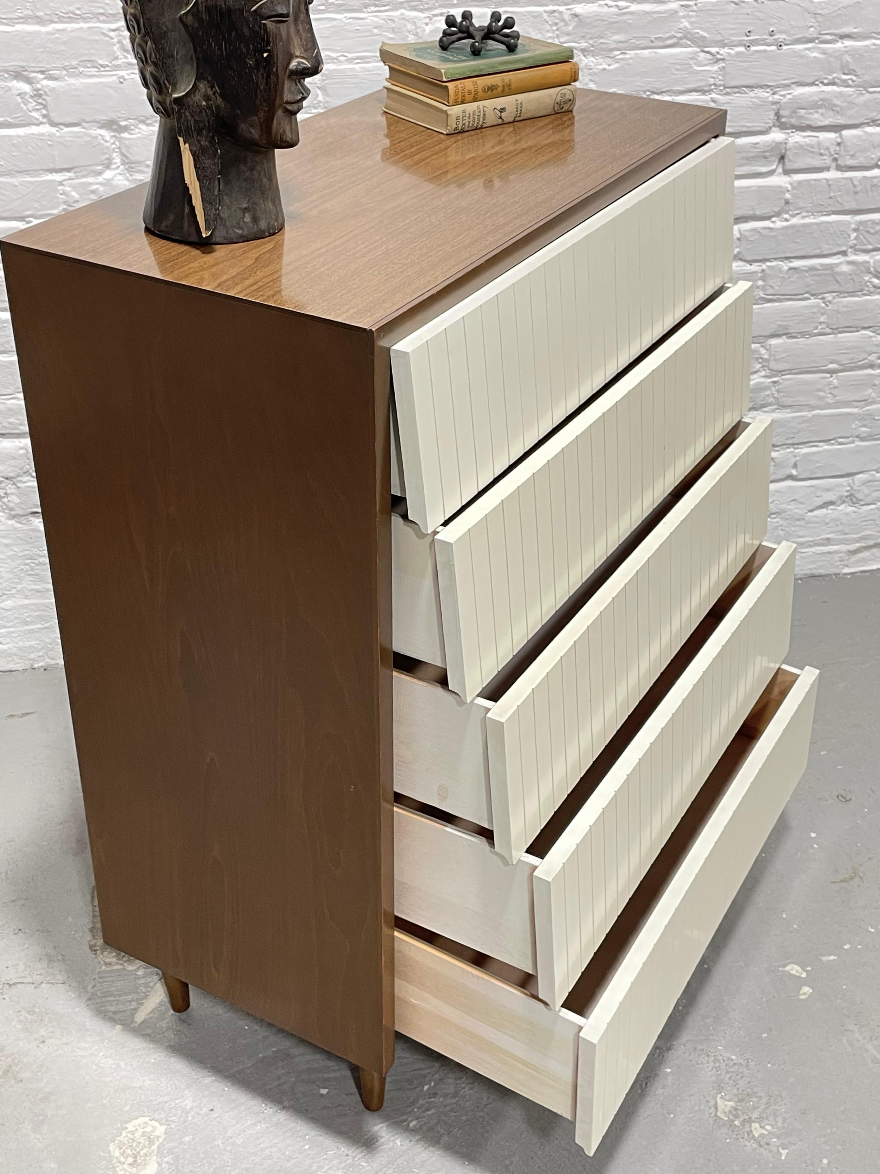 Mid Century MODERN Walnut + White DRESSER by Lawrence Peabody for Child Craft For Sale 2