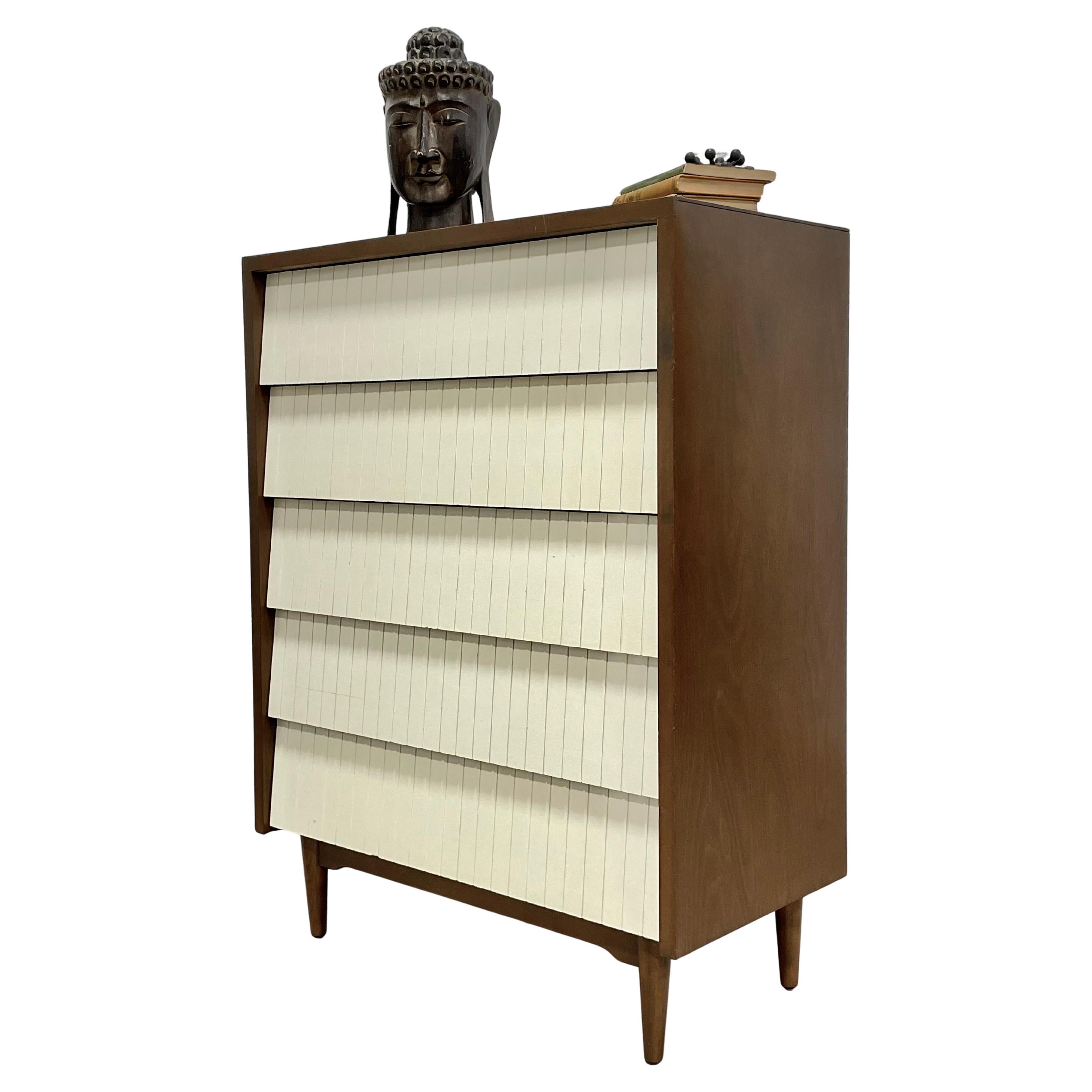 Mid Century MODERN Walnut + White DRESSER by Lawrence Peabody for Child Craft