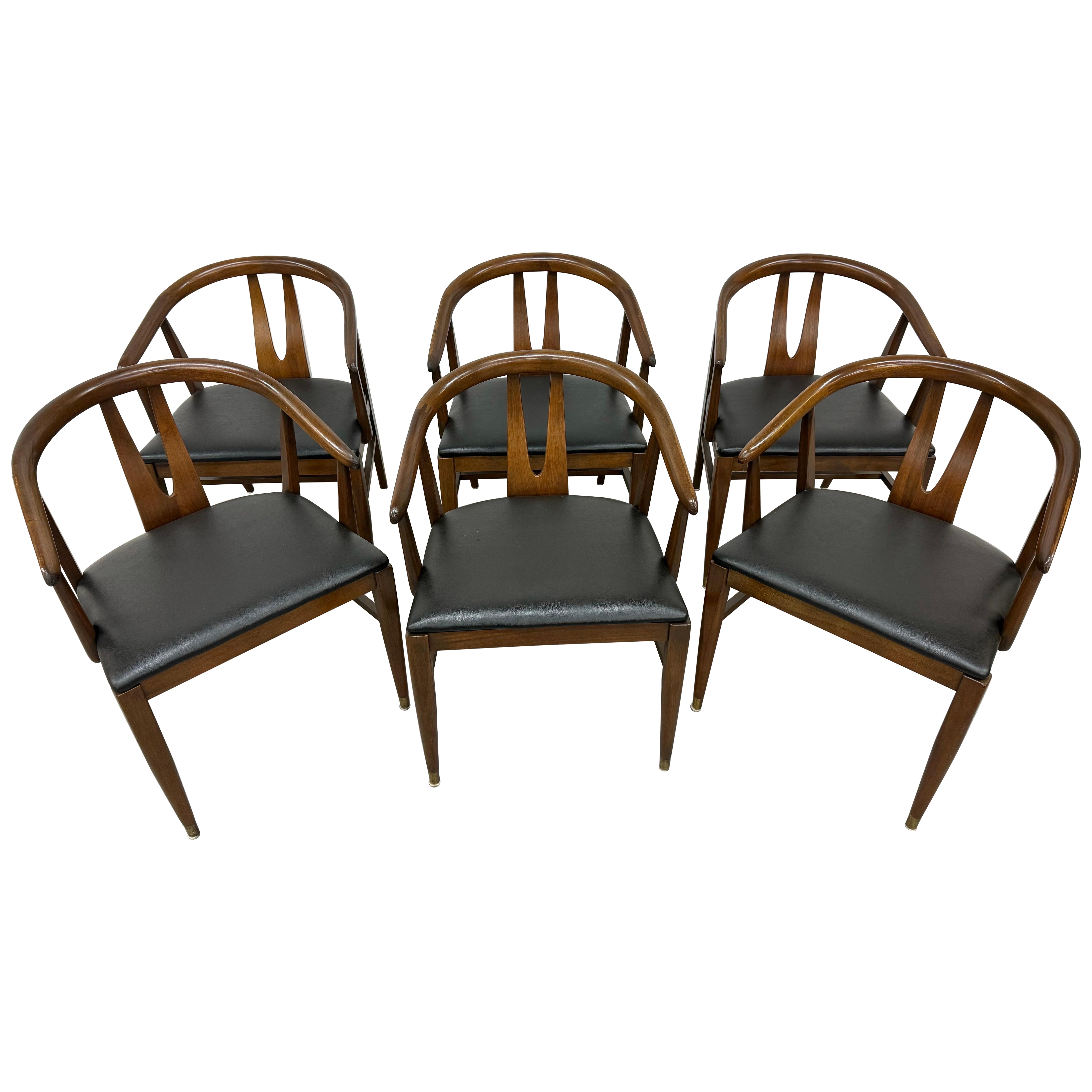 Mid-Century Modern Walnut Wishbone Dining Chairs - Set of 6