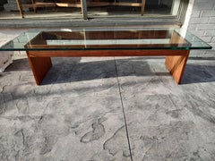 Mid-Century Modern Walnut with Architectural Glass Attributed to Founder's