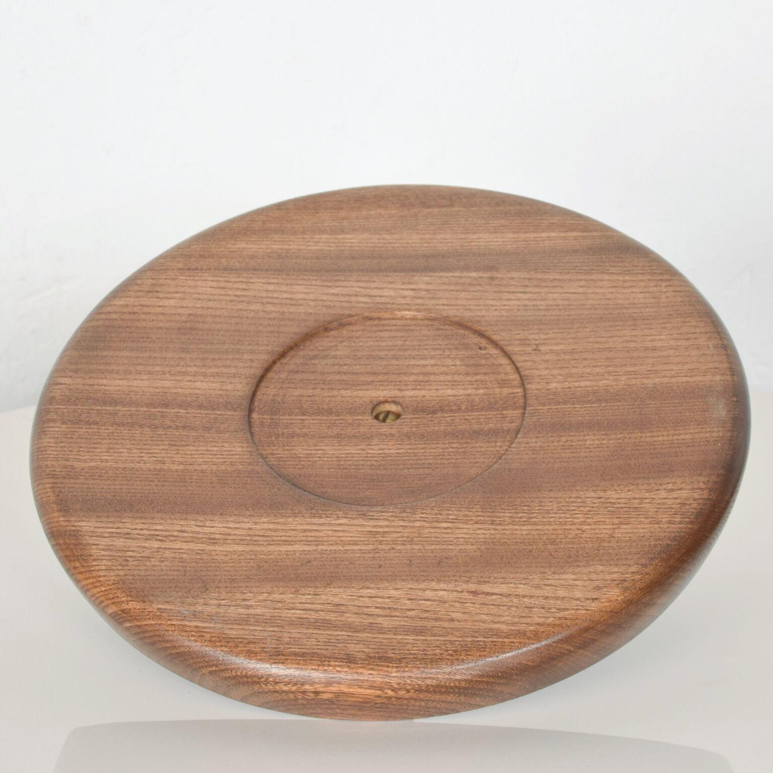 Mid-Century Modern Walnut Wood Bronze Nut Cracker Bowl Tray 1