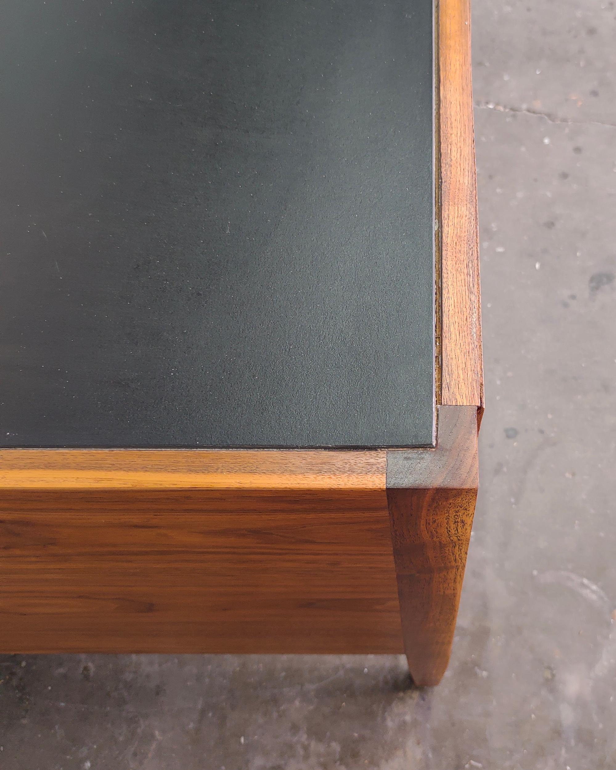 Mid-Century Modern Walnut Wood Executive Desk with Black Top 6