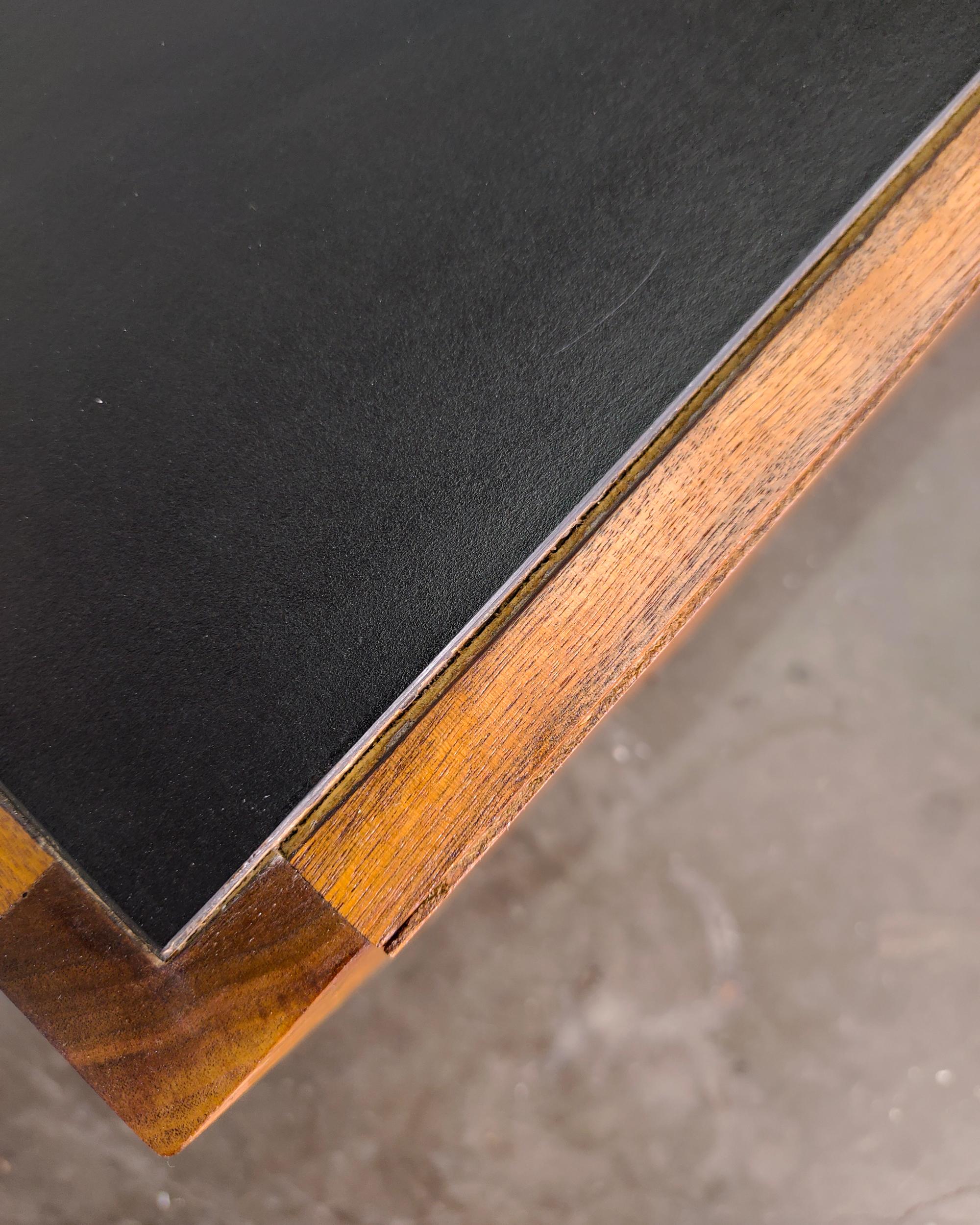 Mid-Century Modern Walnut Wood Executive Desk with Black Top 8