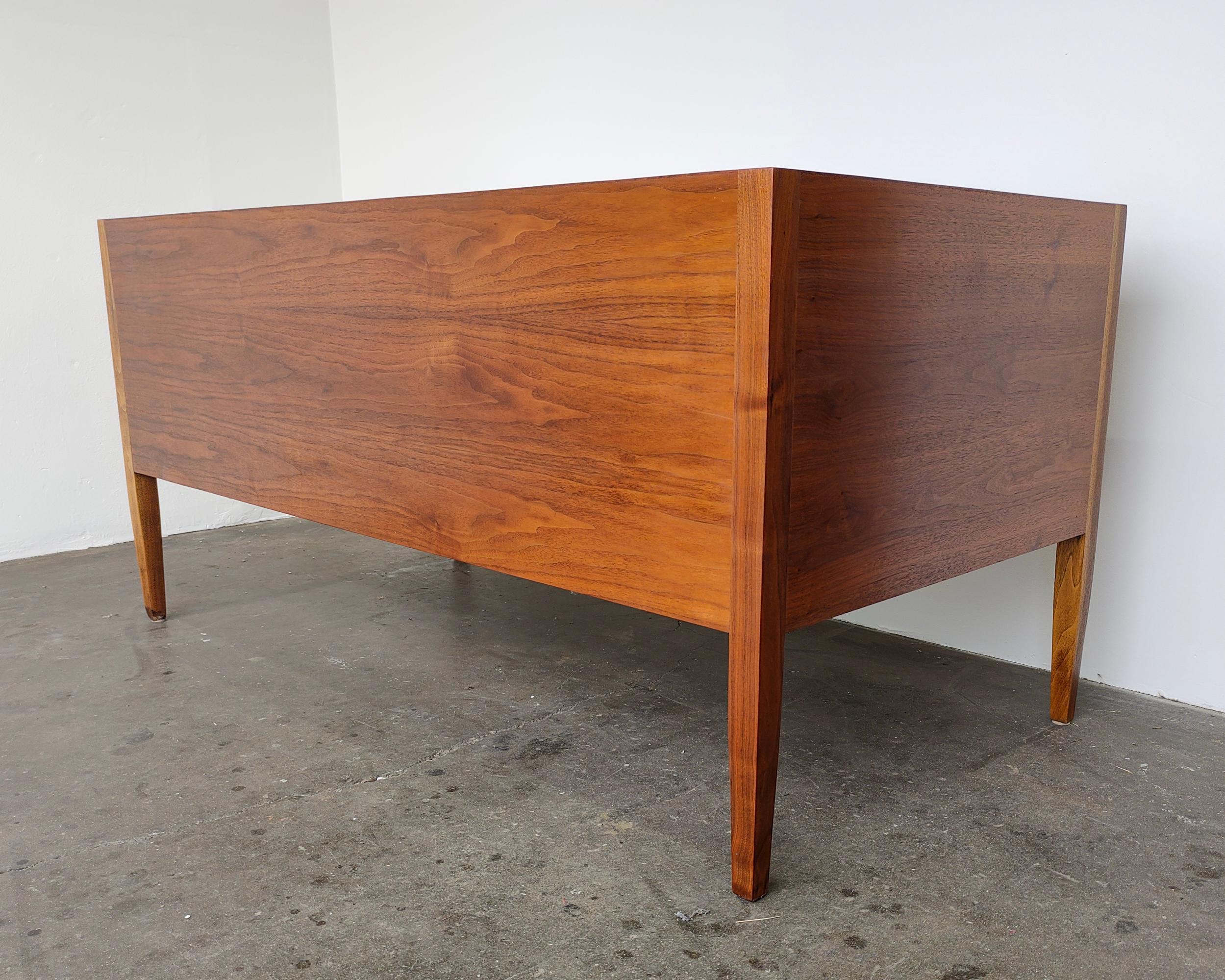 Mid-Century Modern Walnut Wood Executive Desk with Black Top 4