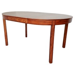 Mid-Century Modern Walnut Wood Round to Oval Expanding Dining Table 1960s