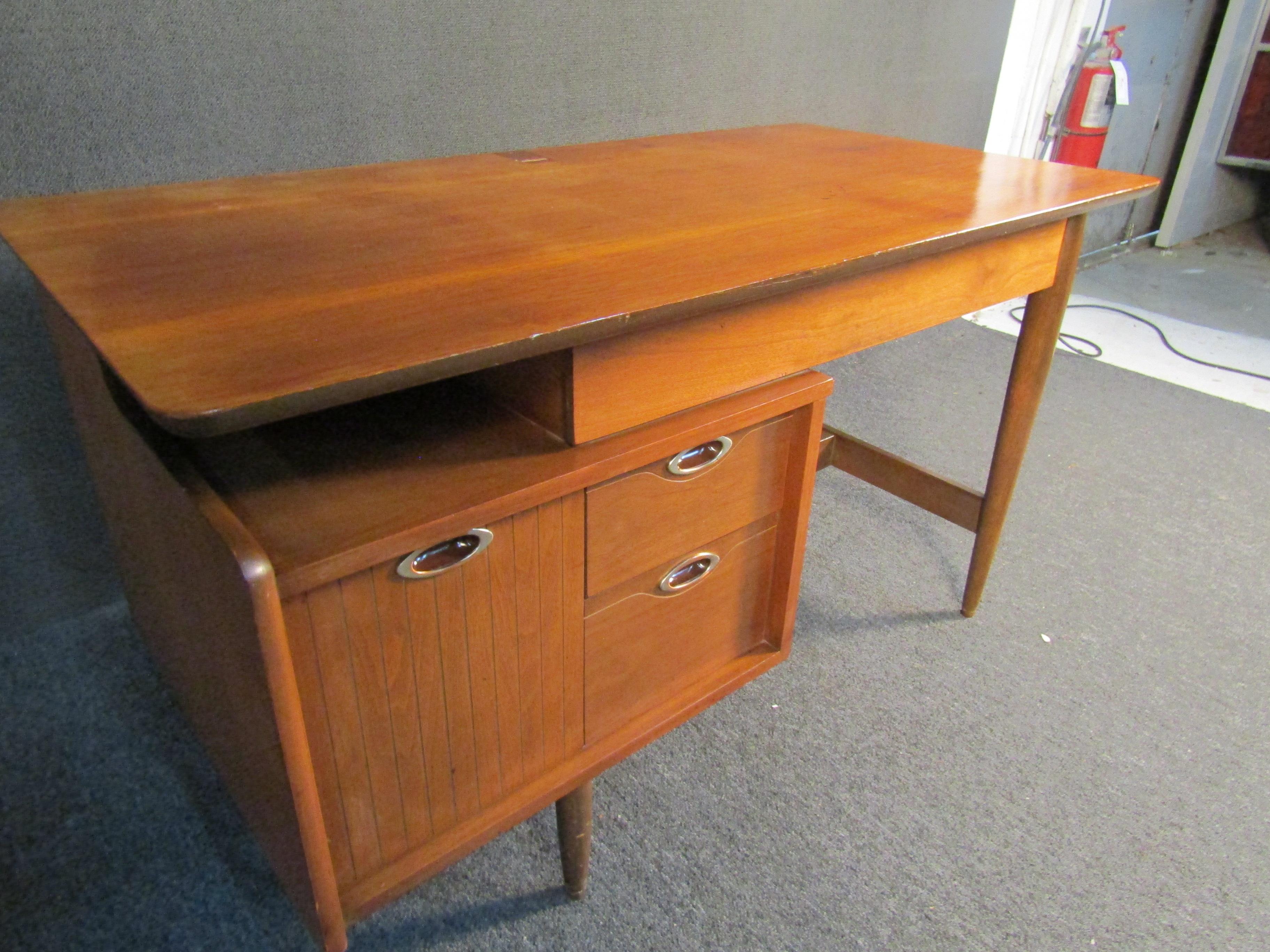 mid century modern walnut desk