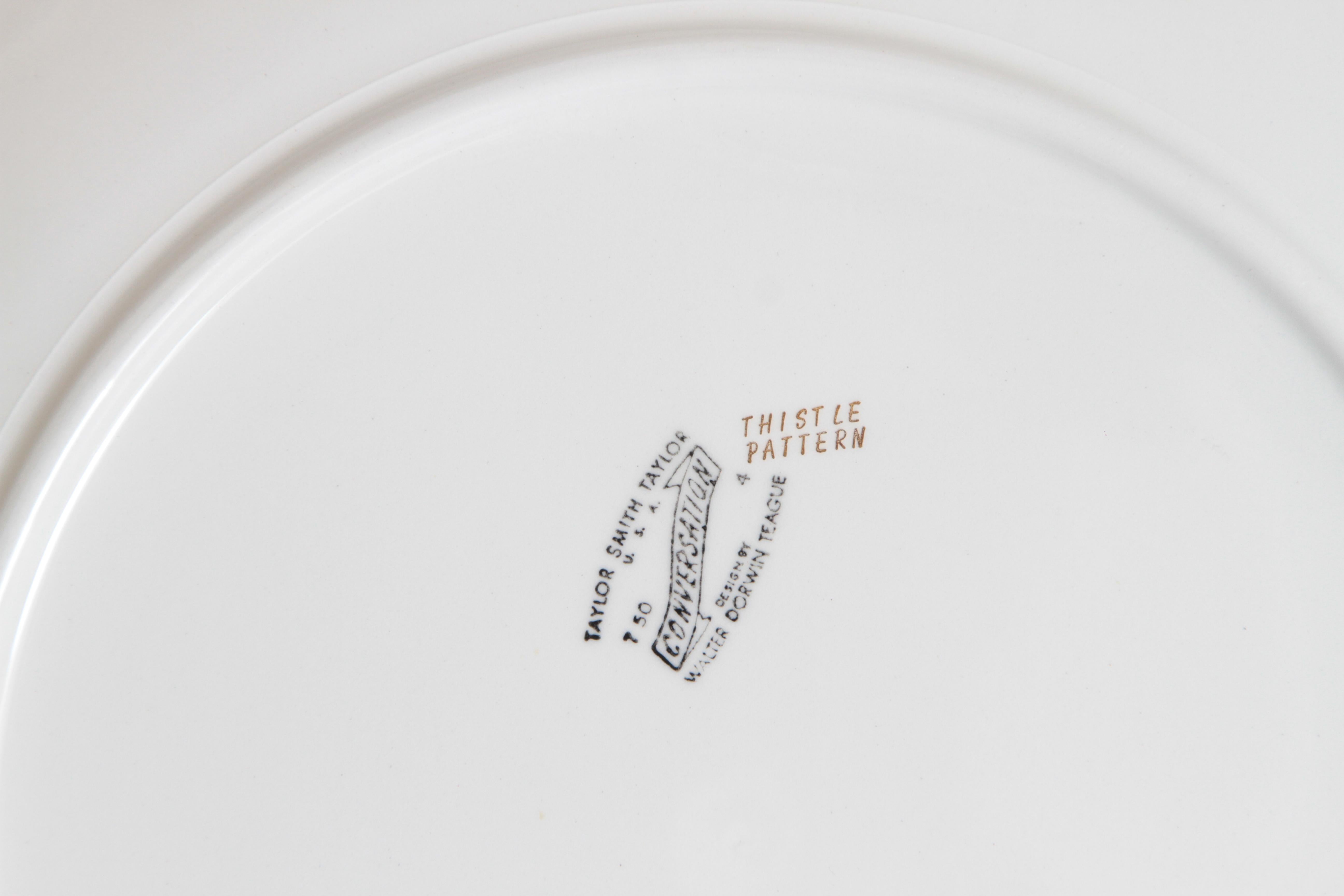 Mid-20th Century Mid-Century Modern Walter Dorwin Teague Conversation Plate, Taylor Smith Taylor For Sale