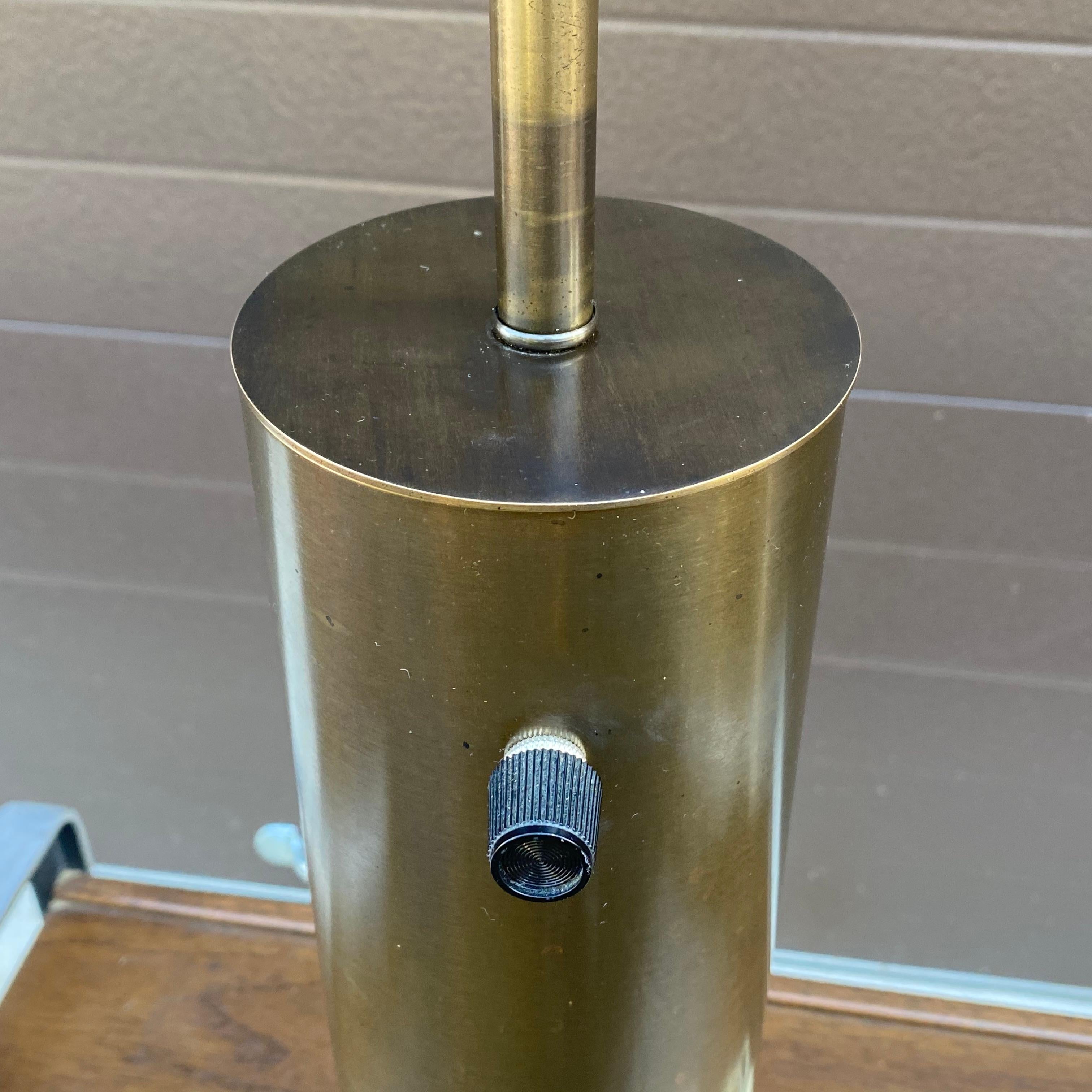 Mid-Century Modern Walter Von Nessen Double Socket Brass Cylinder Table Lamp 1