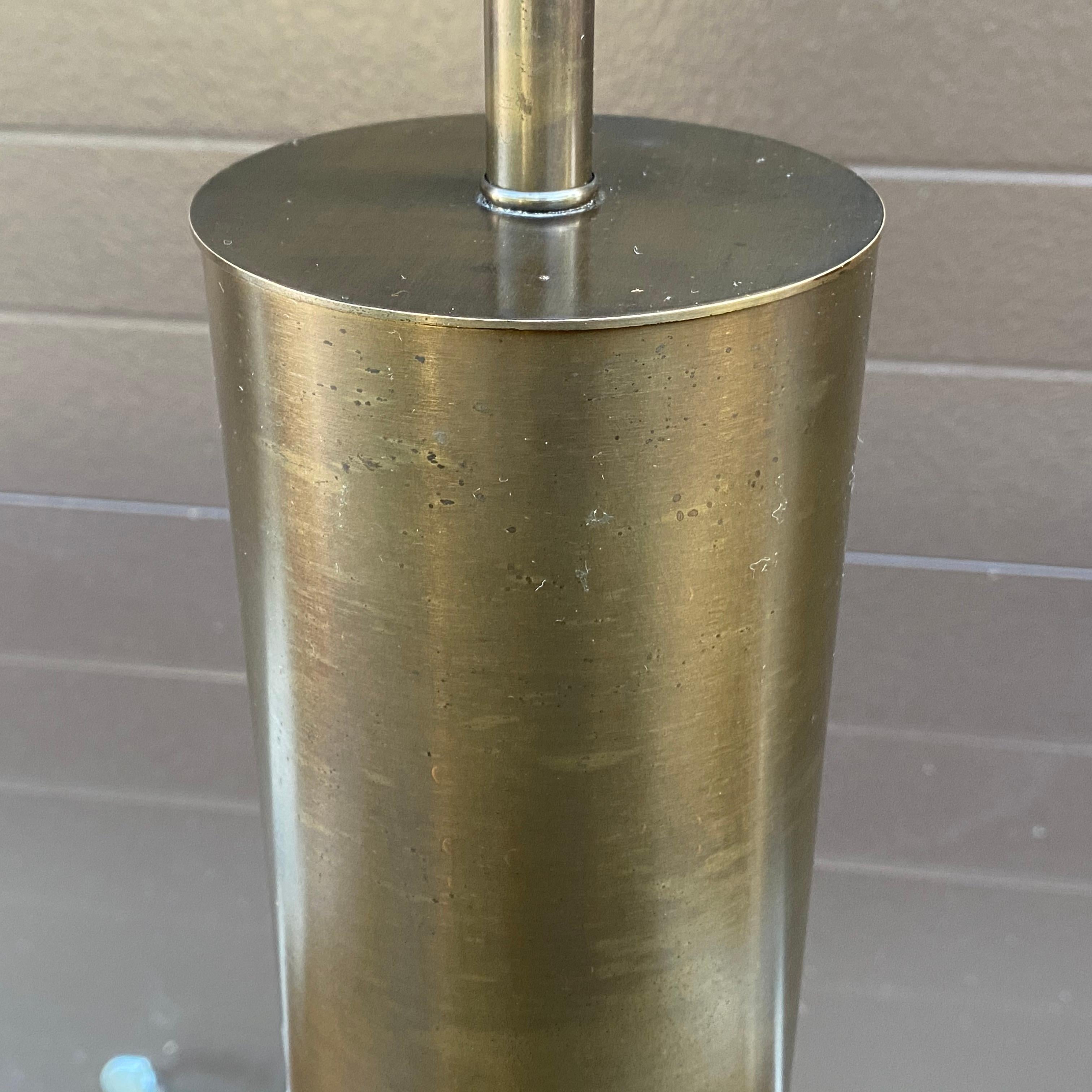 Mid-Century Modern Walter Von Nessen Double Socket Brass Cylinder Table Lamp 4