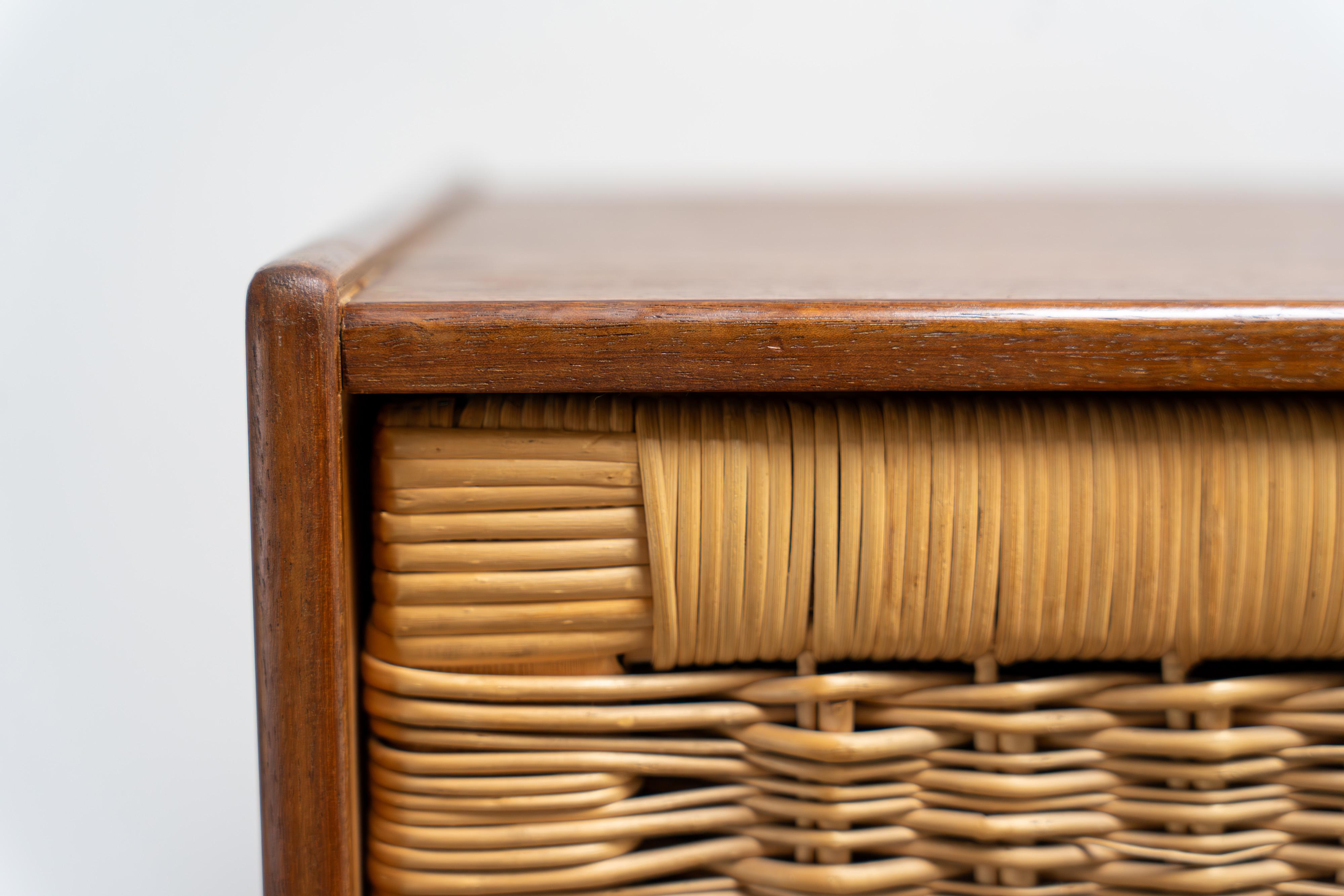 Mid Century Modern Wardrobe von Sebastian Muggenthaler Deutschland, Teak 1960s (Rattan)