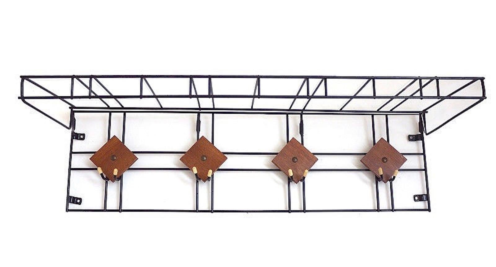 Metal Mid-Century Modern Wardrobe Teak Danish String Style, 1950s For Sale