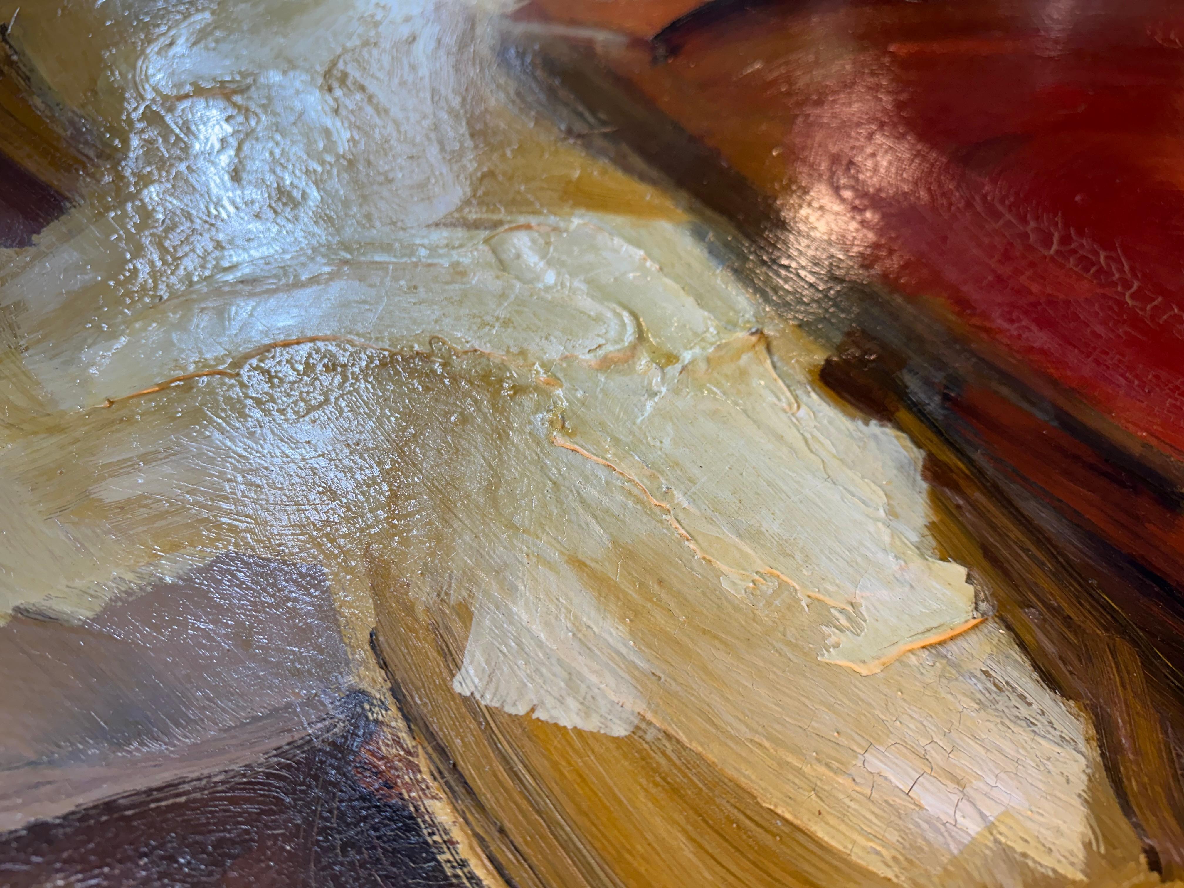 Mid Century Modern Warm Tone Original Abstrakt Ölgemälde im Angebot 2