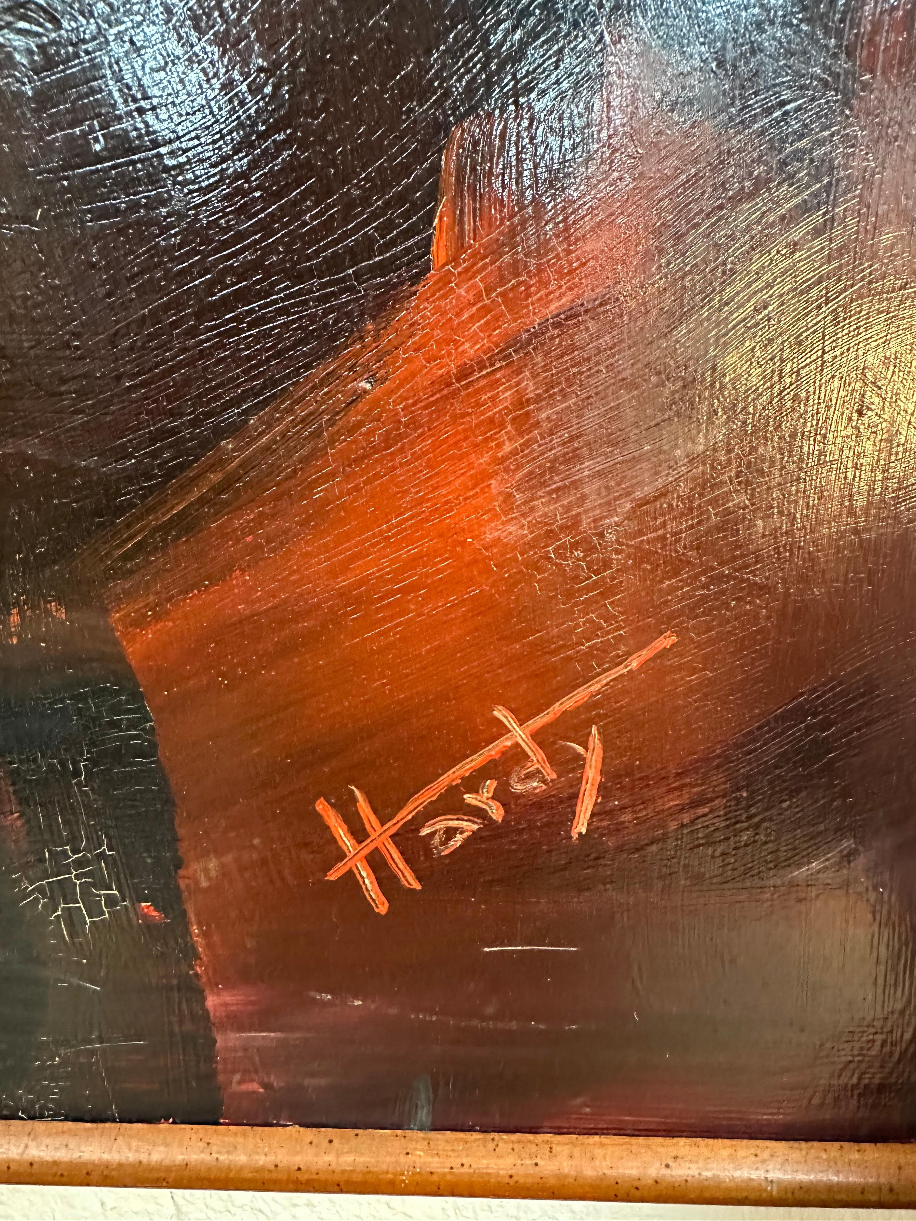 Mid Century Modern Warm Tone Original Abstrakt Ölgemälde im Angebot 3