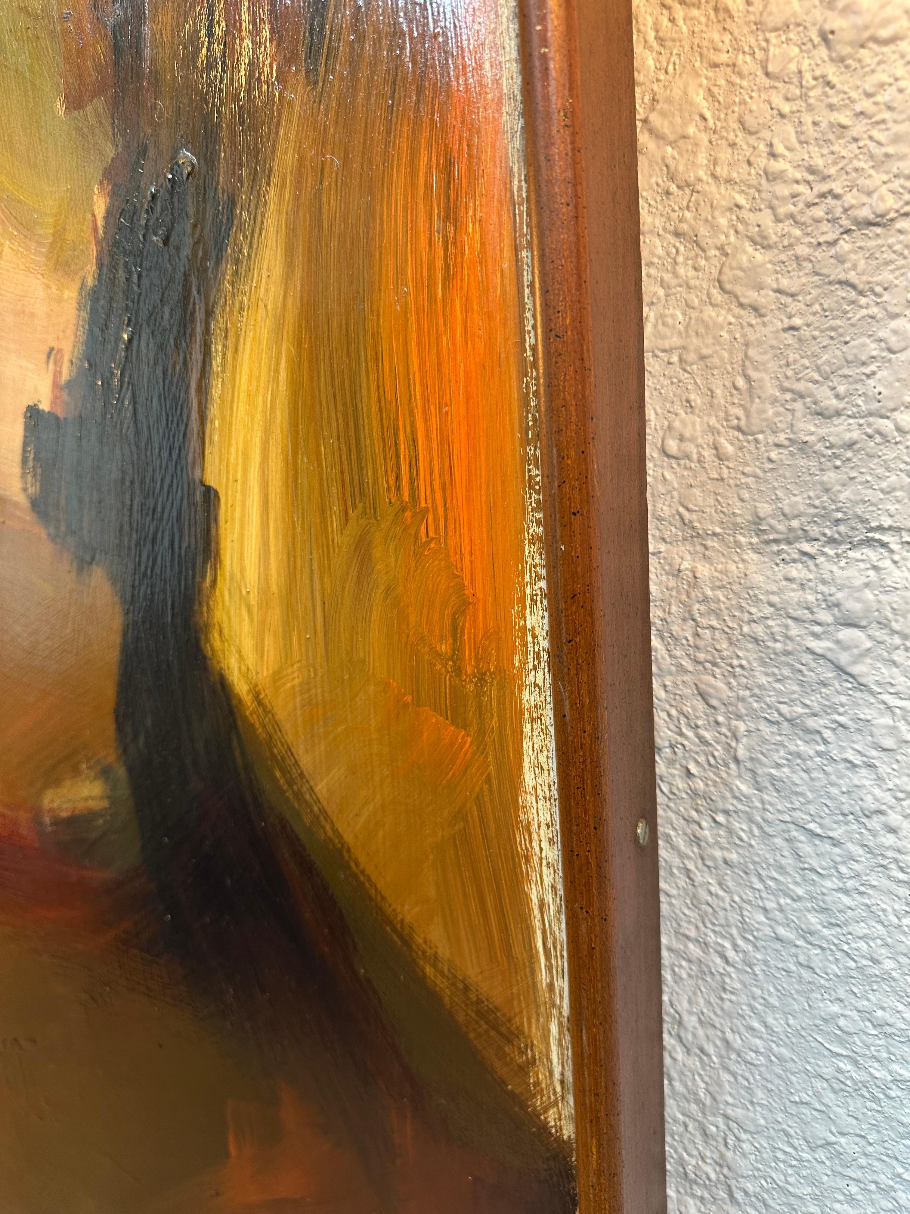 Mid Century Modern Warm Tone Original Abstrakt Ölgemälde im Angebot 4