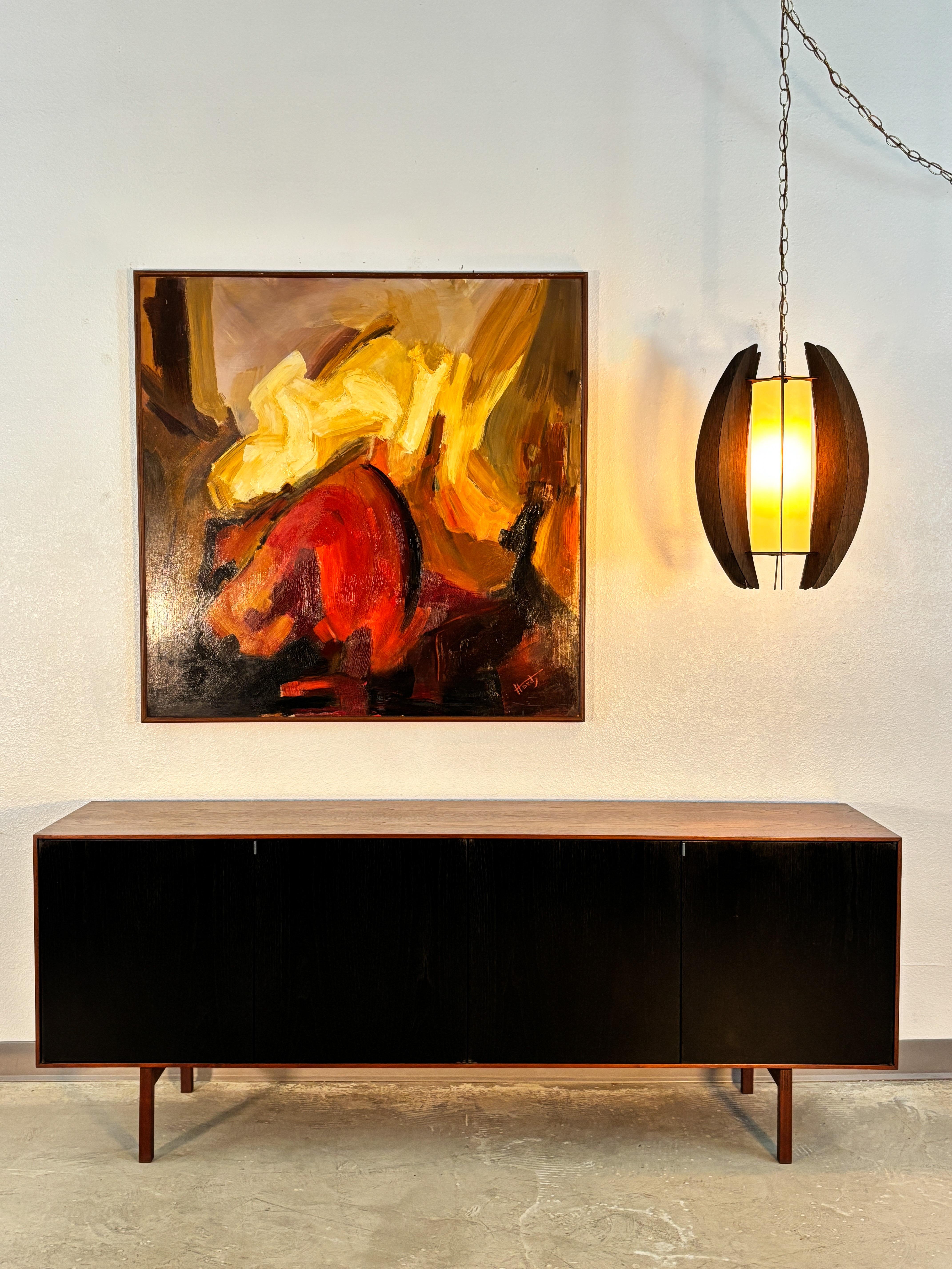Mid Century Modern Warm Tone Original Abstrakt Ölgemälde (Moderne der Mitte des Jahrhunderts) im Angebot
