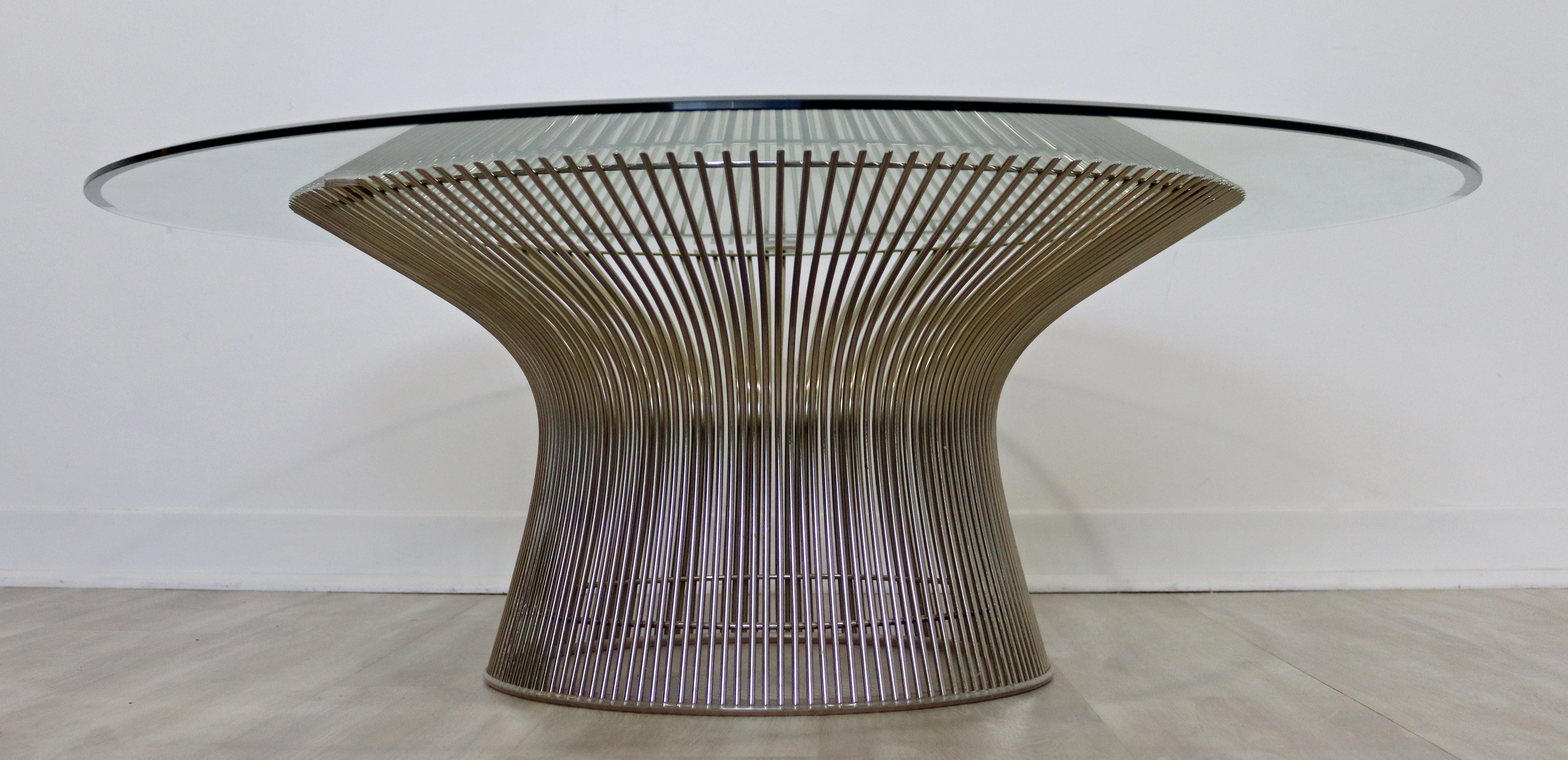 Mid-Century Modern Warren Platner Chrome Wire & Glass Round Coffee Table 1960s In Good Condition In Keego Harbor, MI