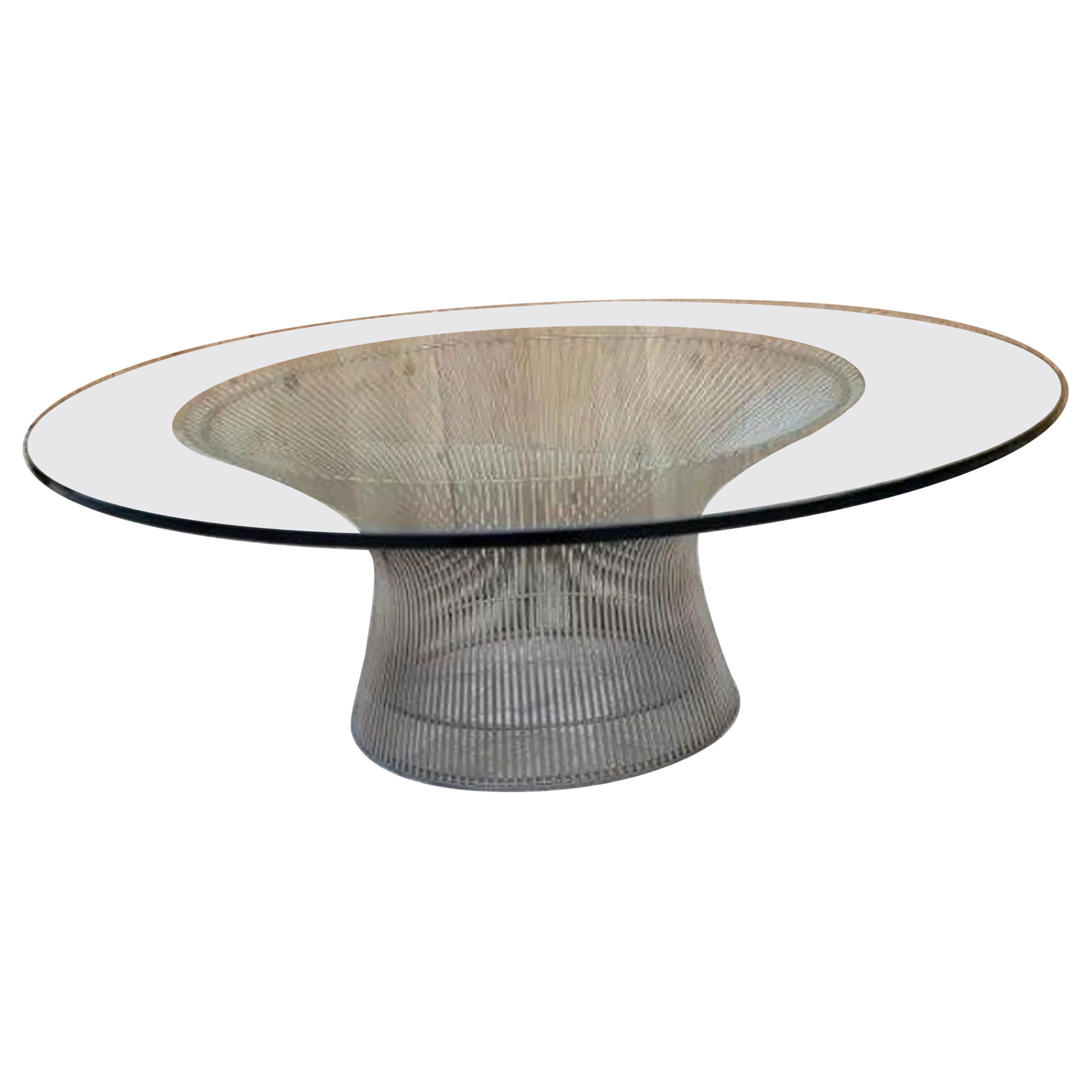 Mid Century Modern Warren Platner for Knoll Wire Base Glass Top Coffee Table en vente