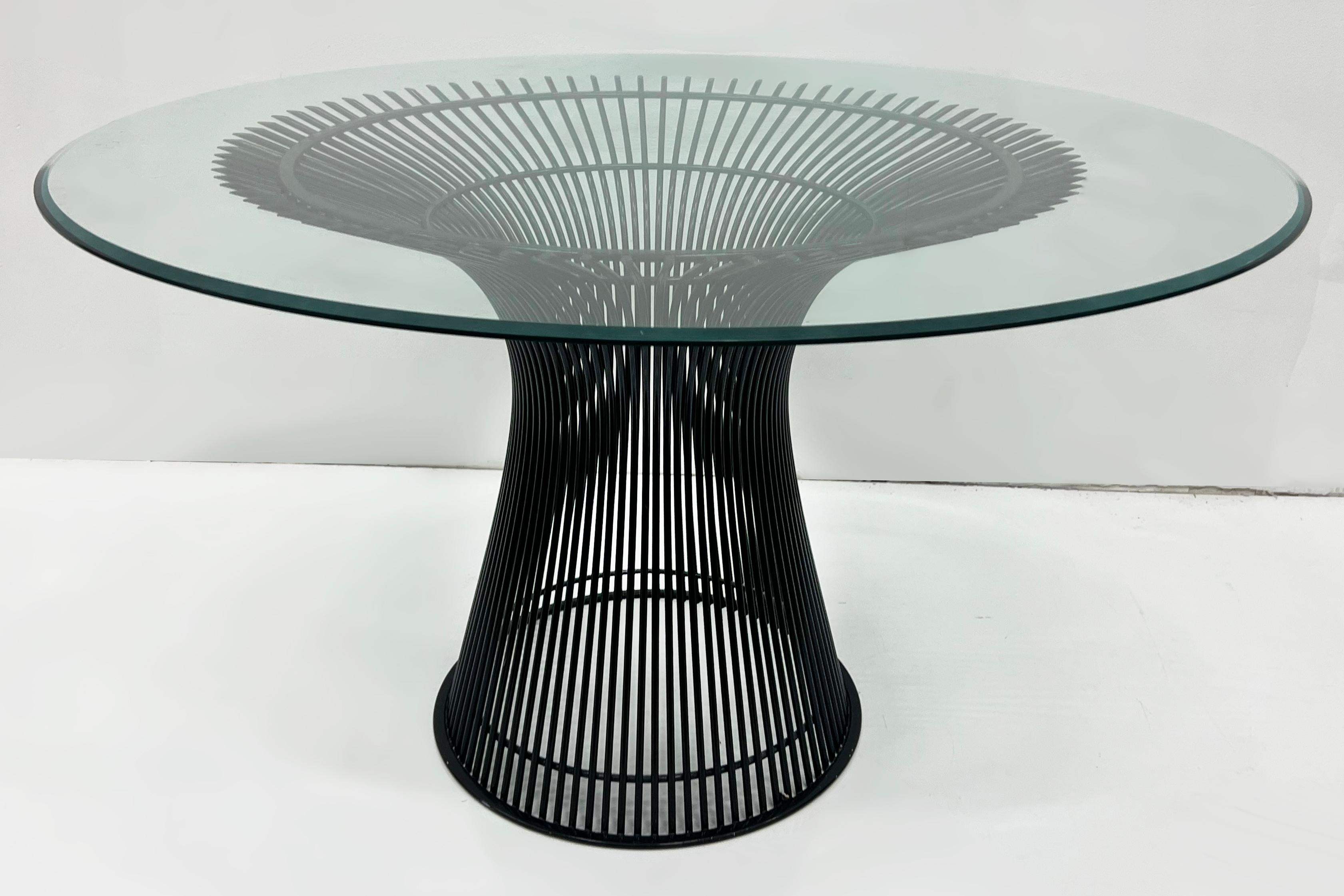 Mid-Century Modern Warren Platner Knoll Steel Dining Table with Glass Top For Sale 3