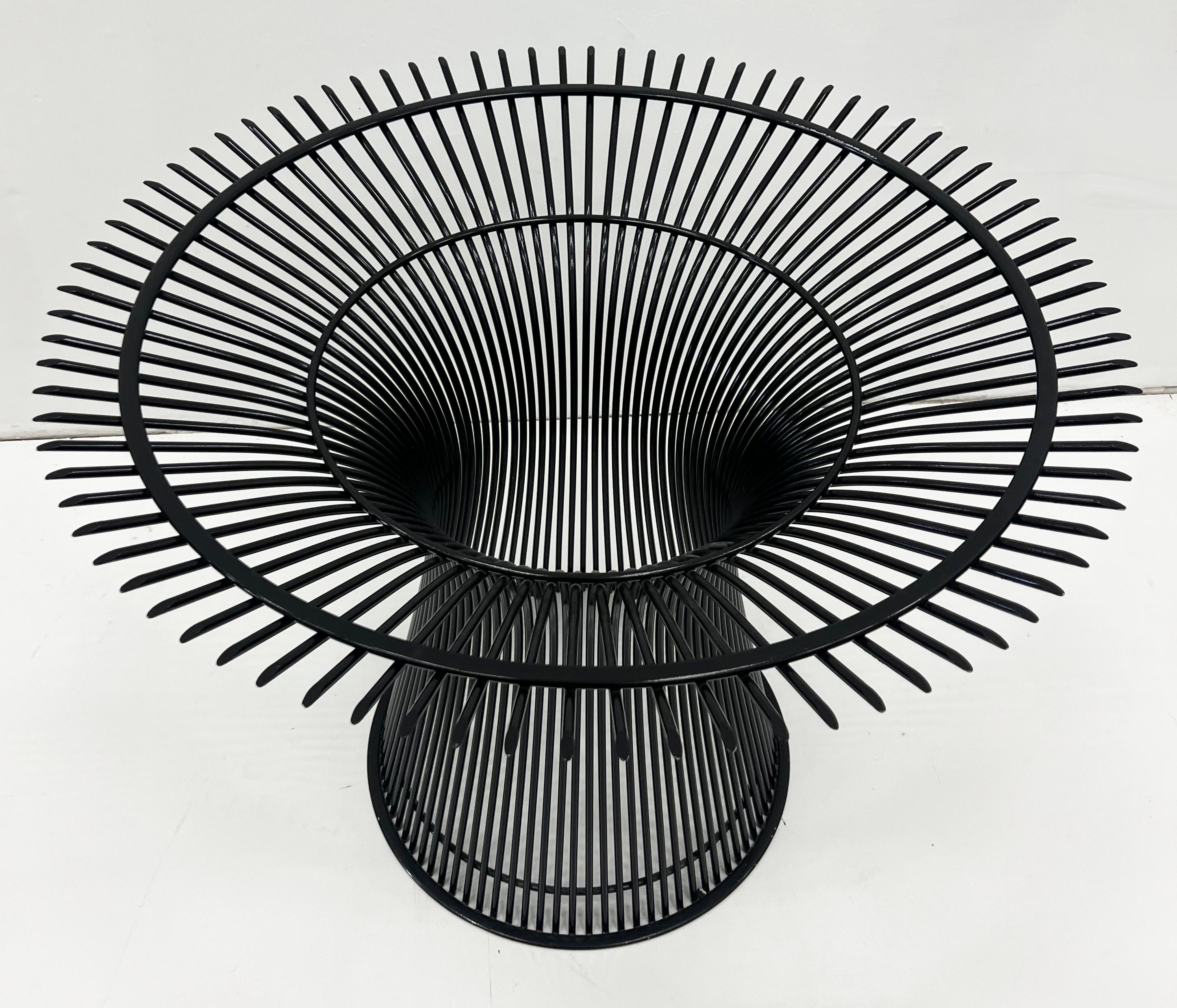 American Mid-Century Modern Warren Platner Knoll Steel Dining Table with Glass Top For Sale