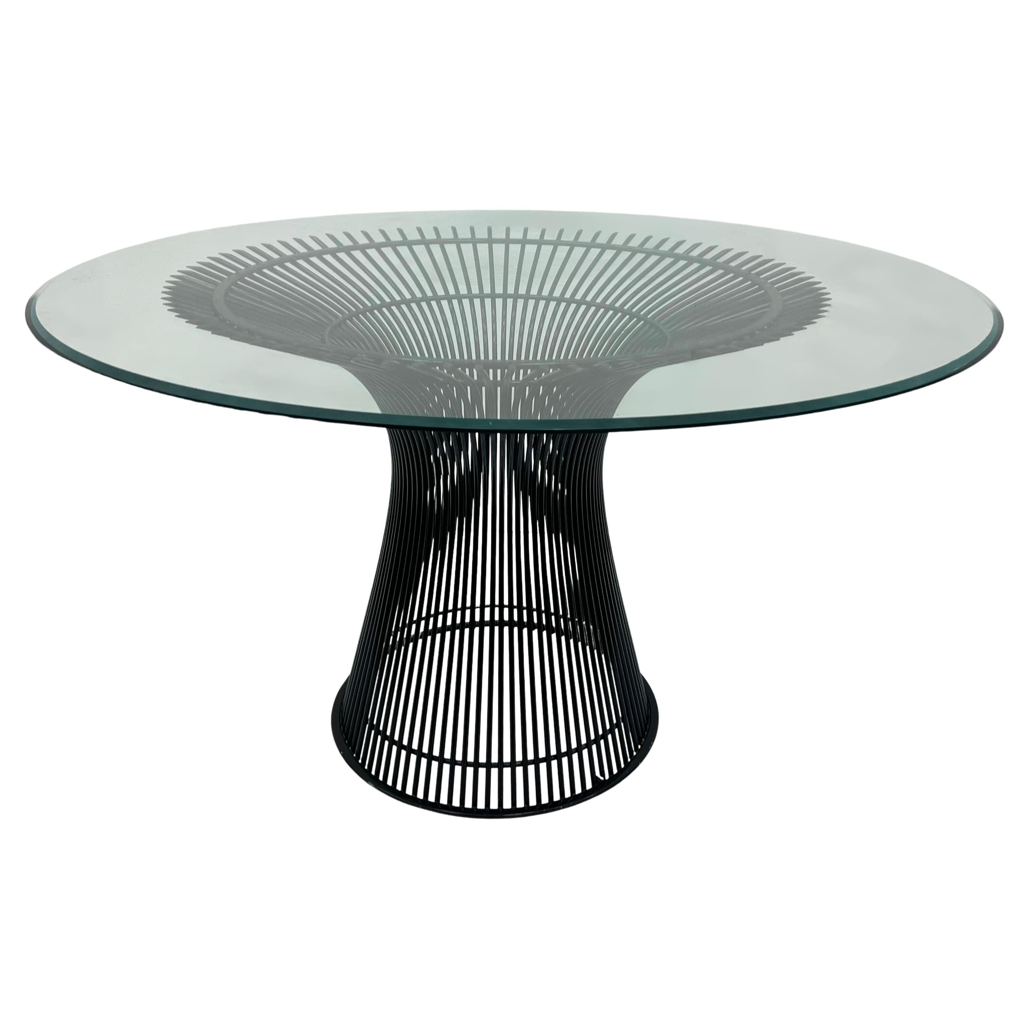 Mid-Century Modern Warren Platner Knoll Steel Dining Table with Glass Top