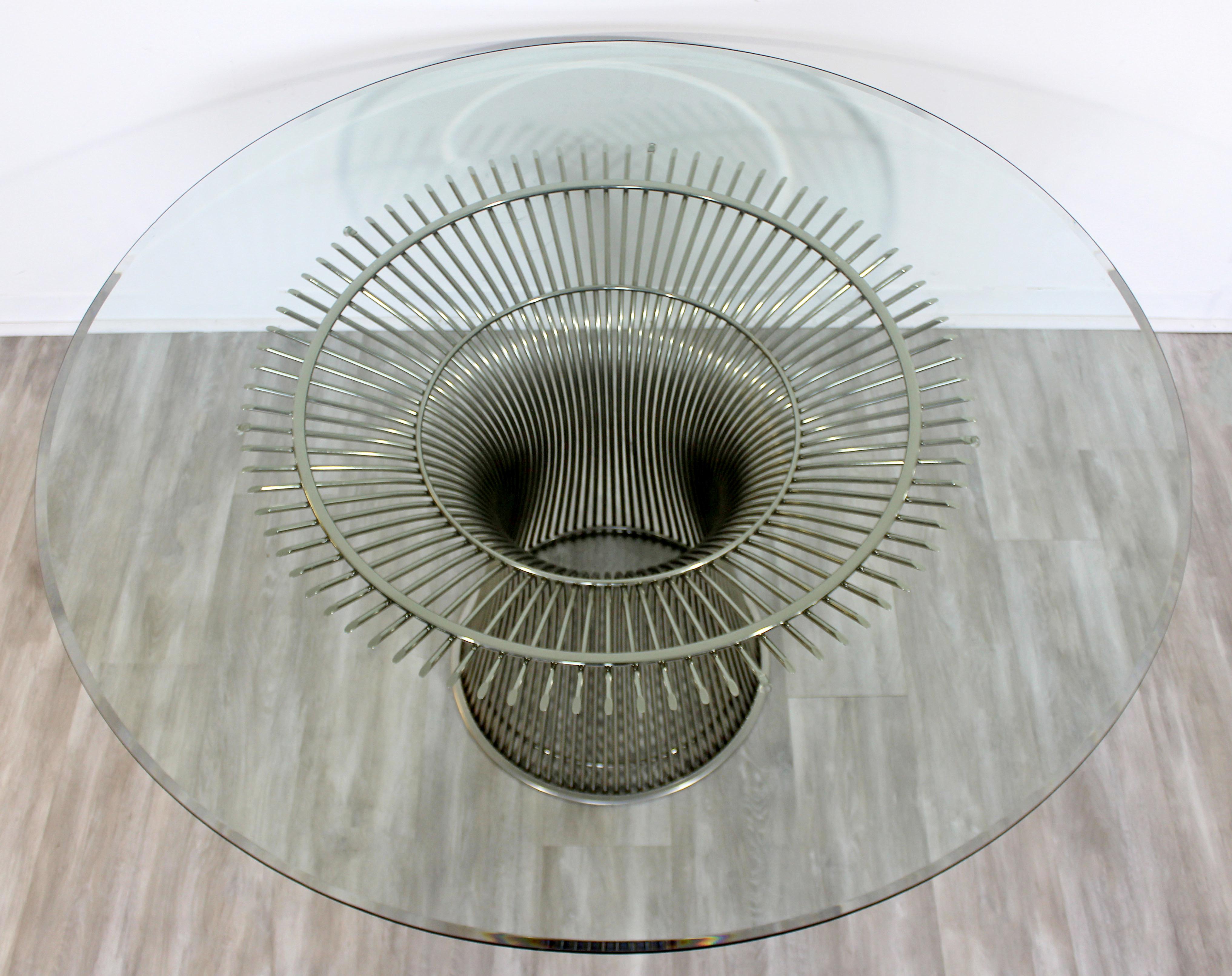 American Mid-Century Modern Warren Platner Knoll Steel Wire Round Glass Dining Table