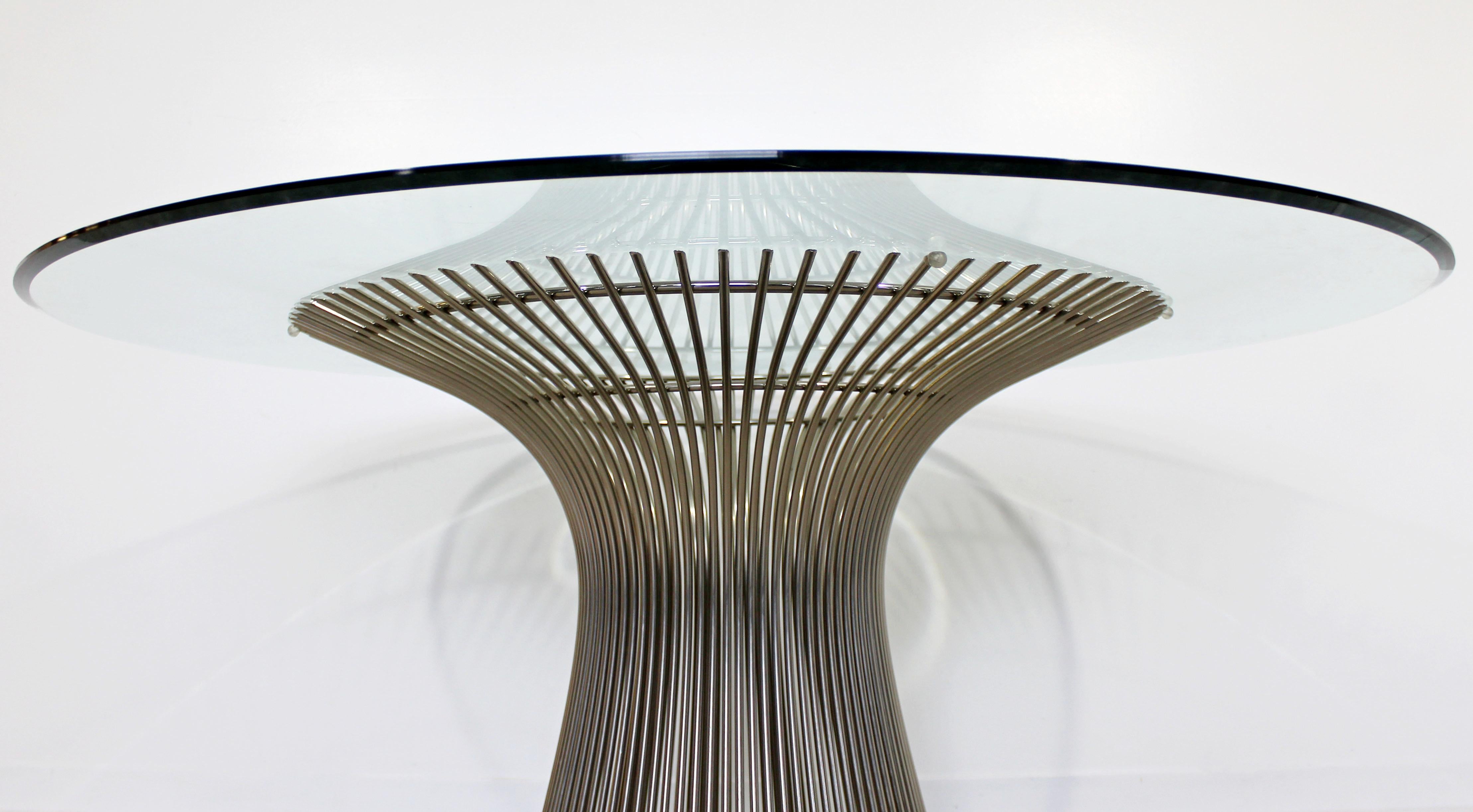 Mid-Century Modern Warren Platner Knoll Steel Wire Round Glass Dining Table In Good Condition In Keego Harbor, MI