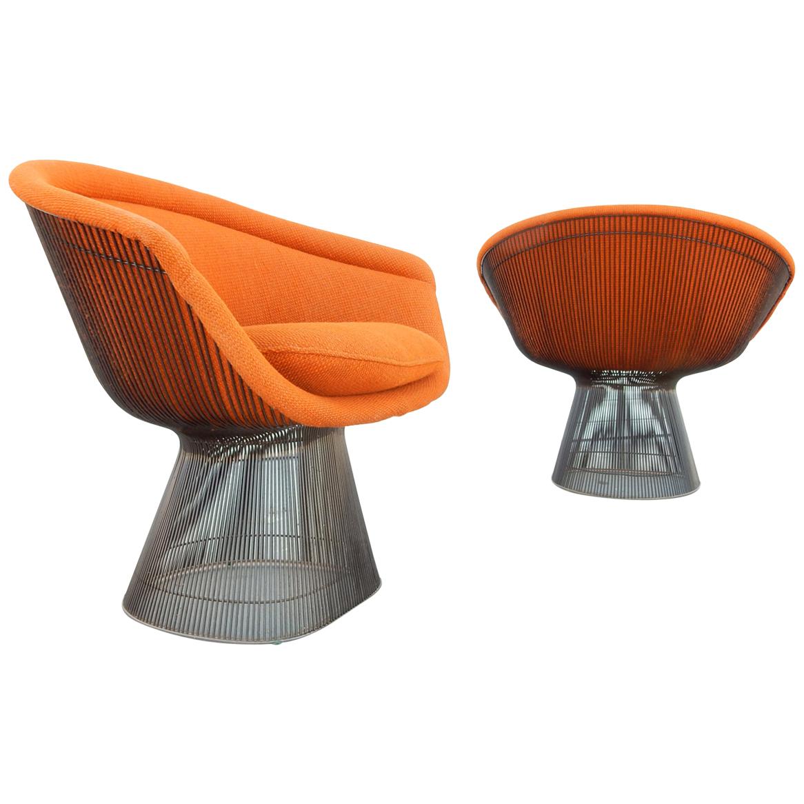 Mid-Century Modern Warren Platner Knoll Wire Lounge Chair, Pair 4