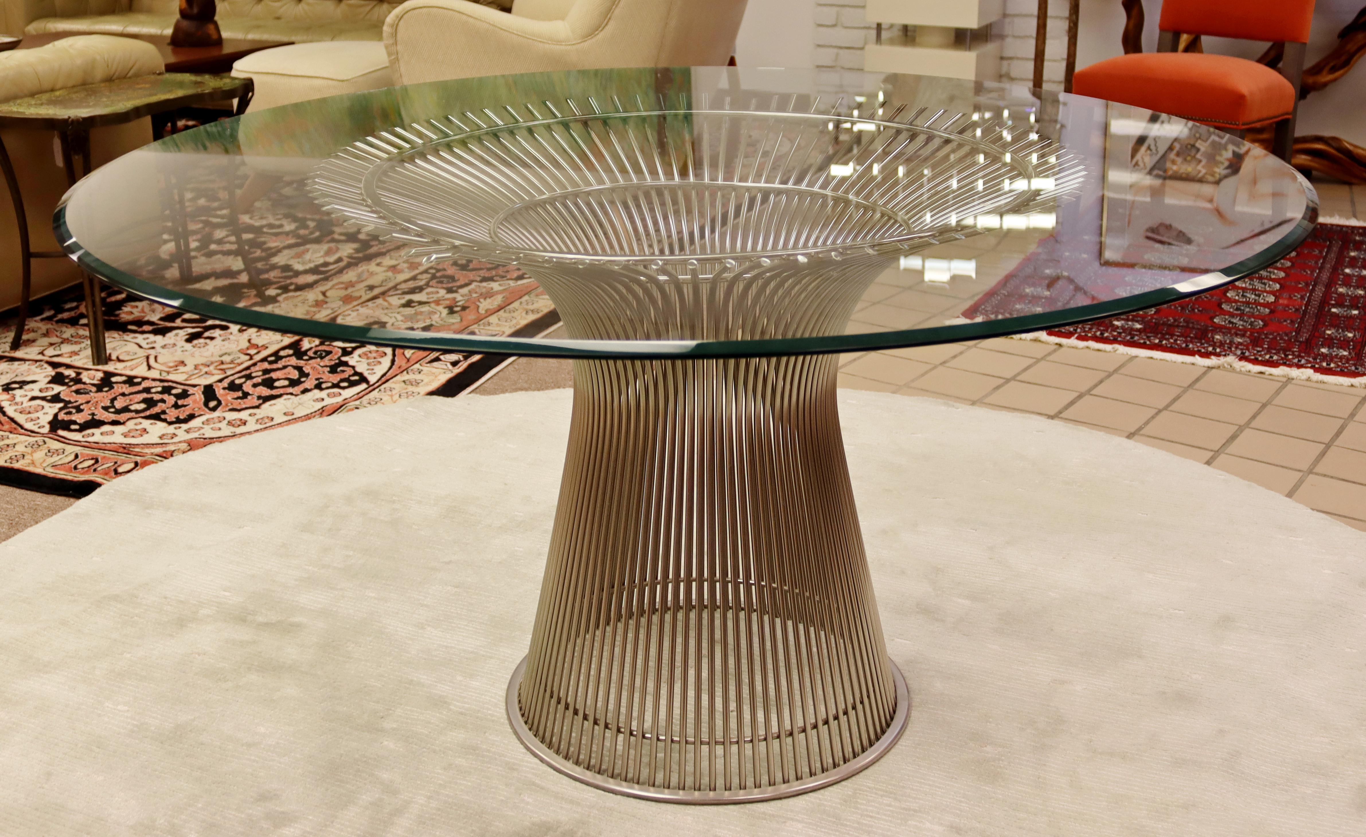20th Century Mid-Century Modern Warren Platner Style Chrome Steel Wire Glass Dining Table