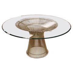 Mid-Century Modern Warren Platner Style Chrome Steel Wire Glass Dining Table