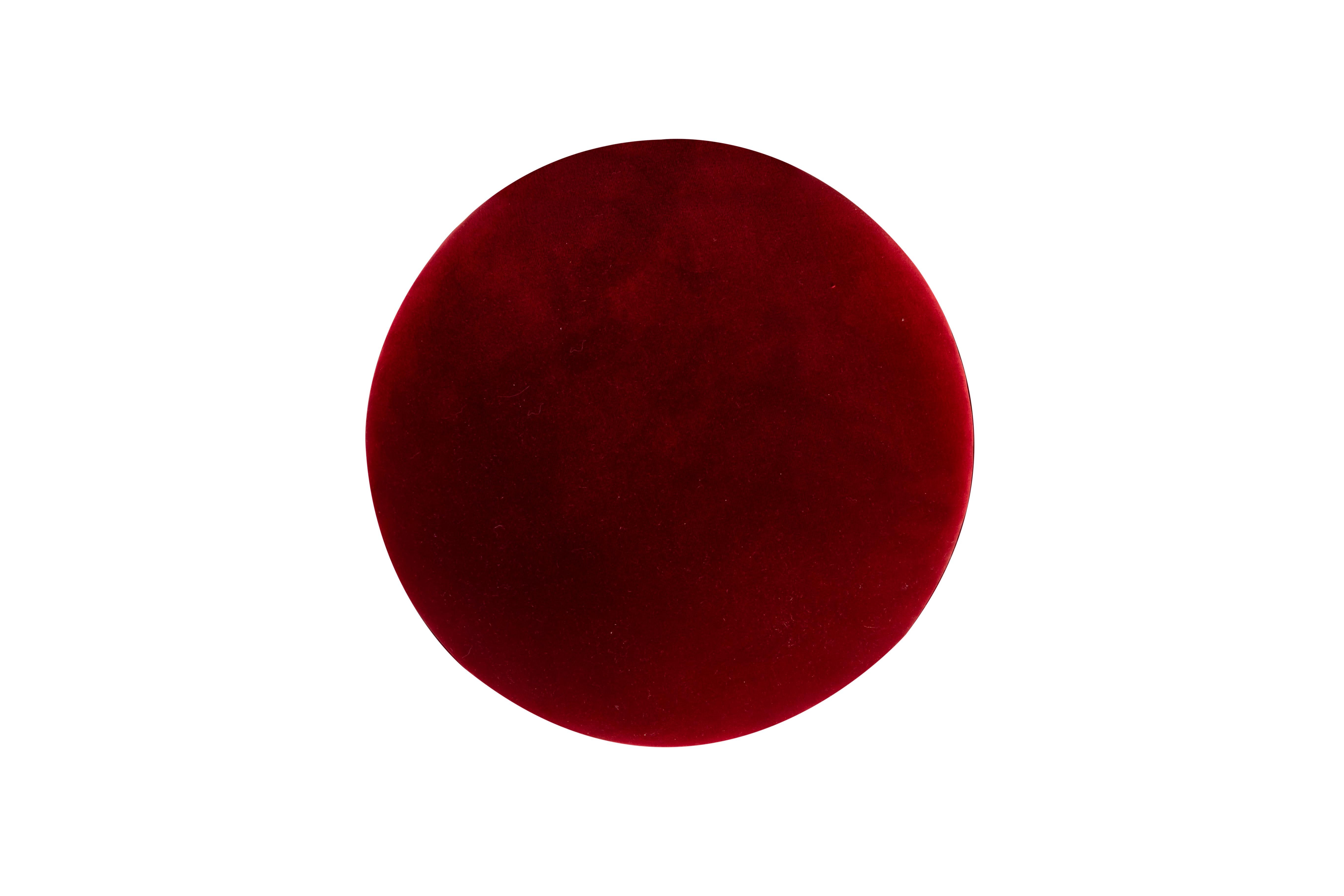 Portugais Pouf Warren moderne du milieu du siècle, velours rouge foncé, feuille d'or, fait main Greenapple en vente