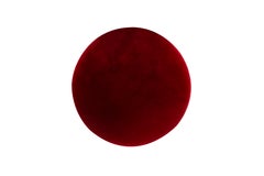 Puf Warren Moderno de Mediados de Siglo, Terciopelo Rojo Oscuro, Pan de Oro, Manzana Verde Hecho a Mano