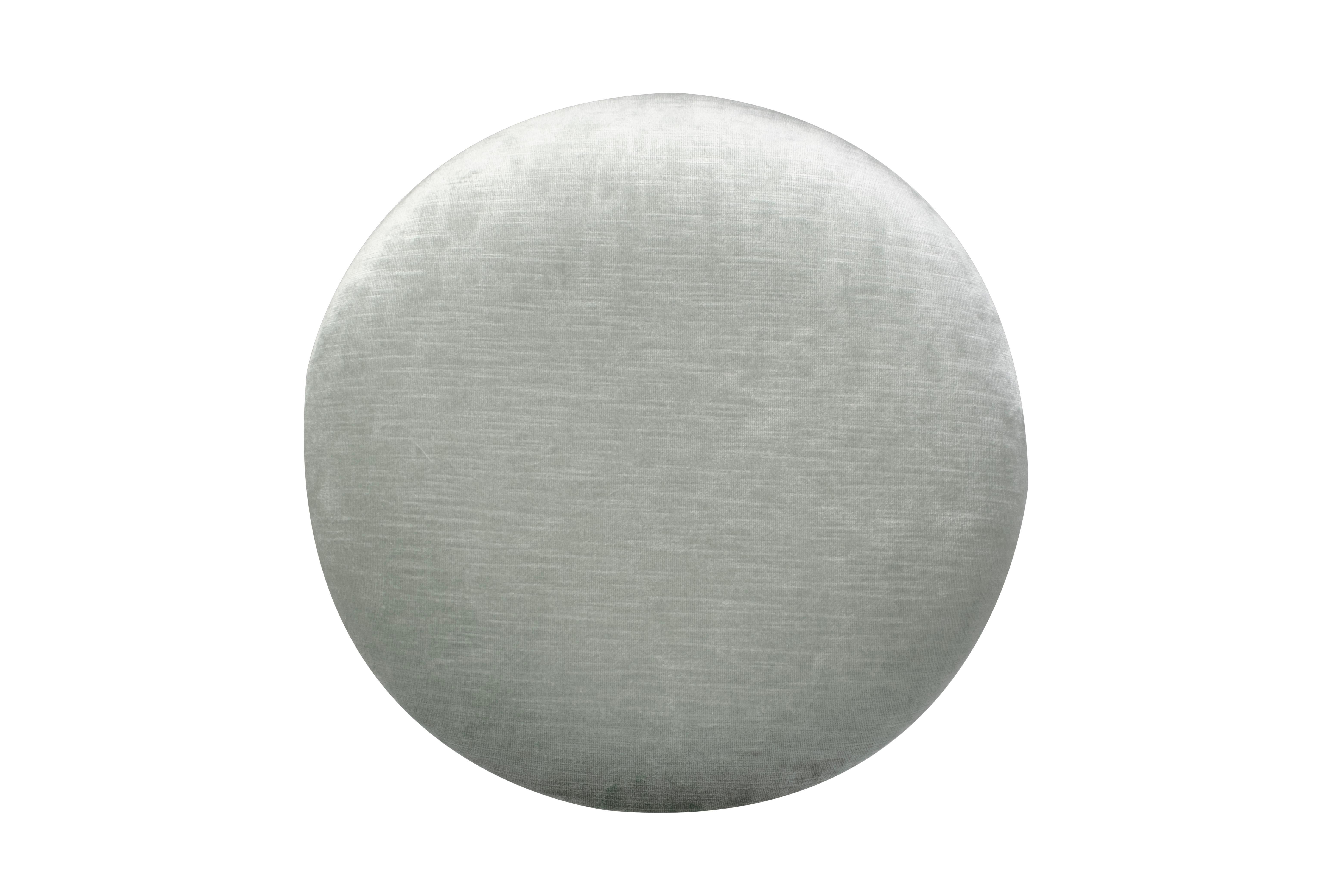 Brossé Pouf Warren moderne du milieu du siècle, velours, feuille d'or, fait main par Greenapple en vente