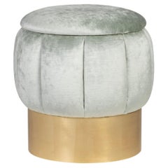 Mid-Century Modern Warren Pouf, Velvet, Gold Leaf, Handmade by Greenapple