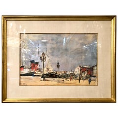 Mid-Century Modern Watercolor by Arbit Blatas Gouache on Paper Signed Dated 1961