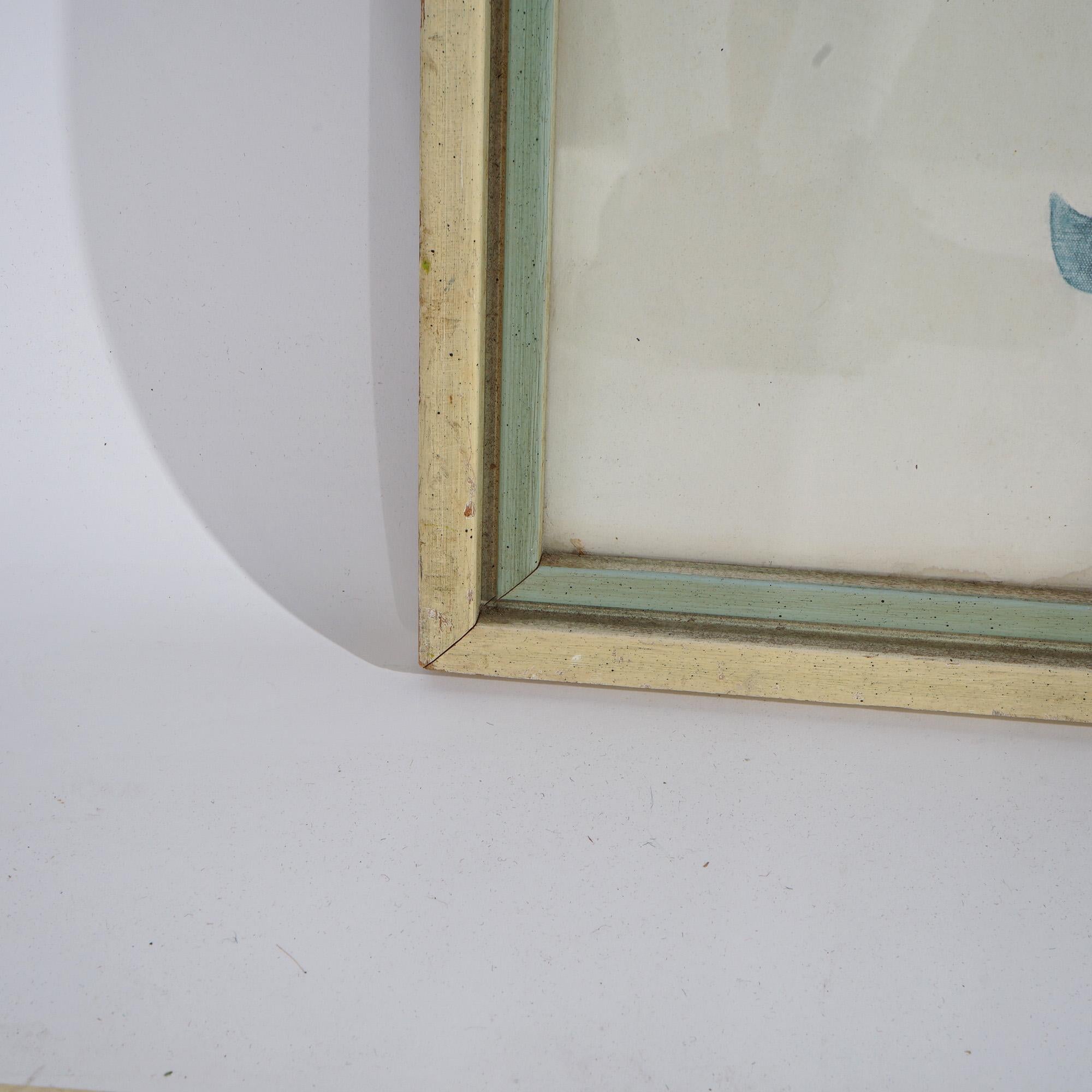 20th Century Mid Century Modern Watercolor on Paper Portrait of a Woman Signed Rosamond 20thC