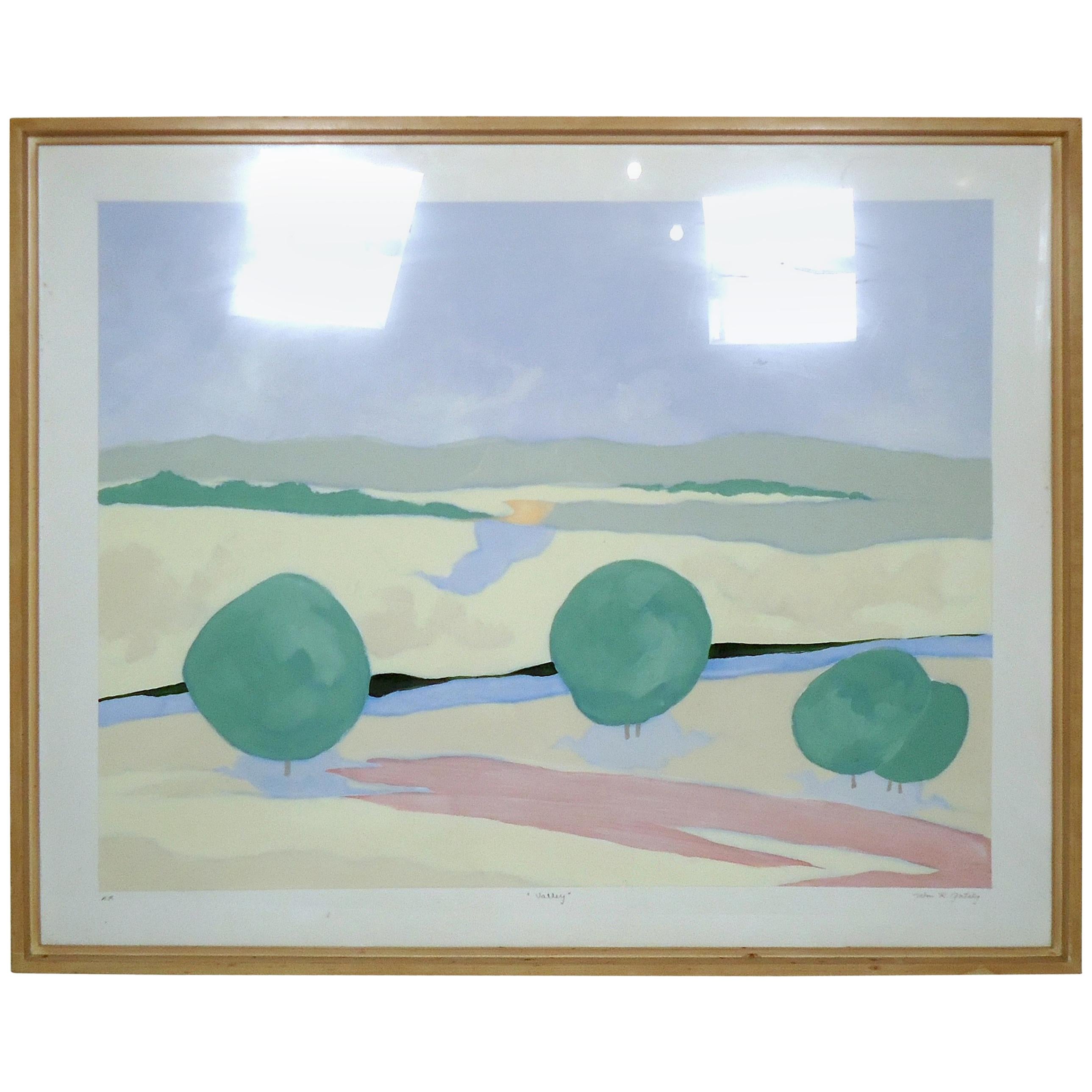 Mid-Century Modern Watercolor Painting Signed by Artist