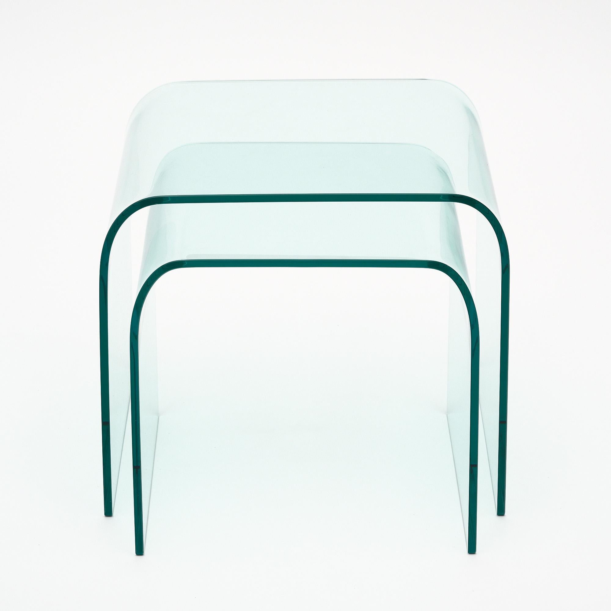 Glass Mid-Century Modern Waterfall Nesting Tables For Sale