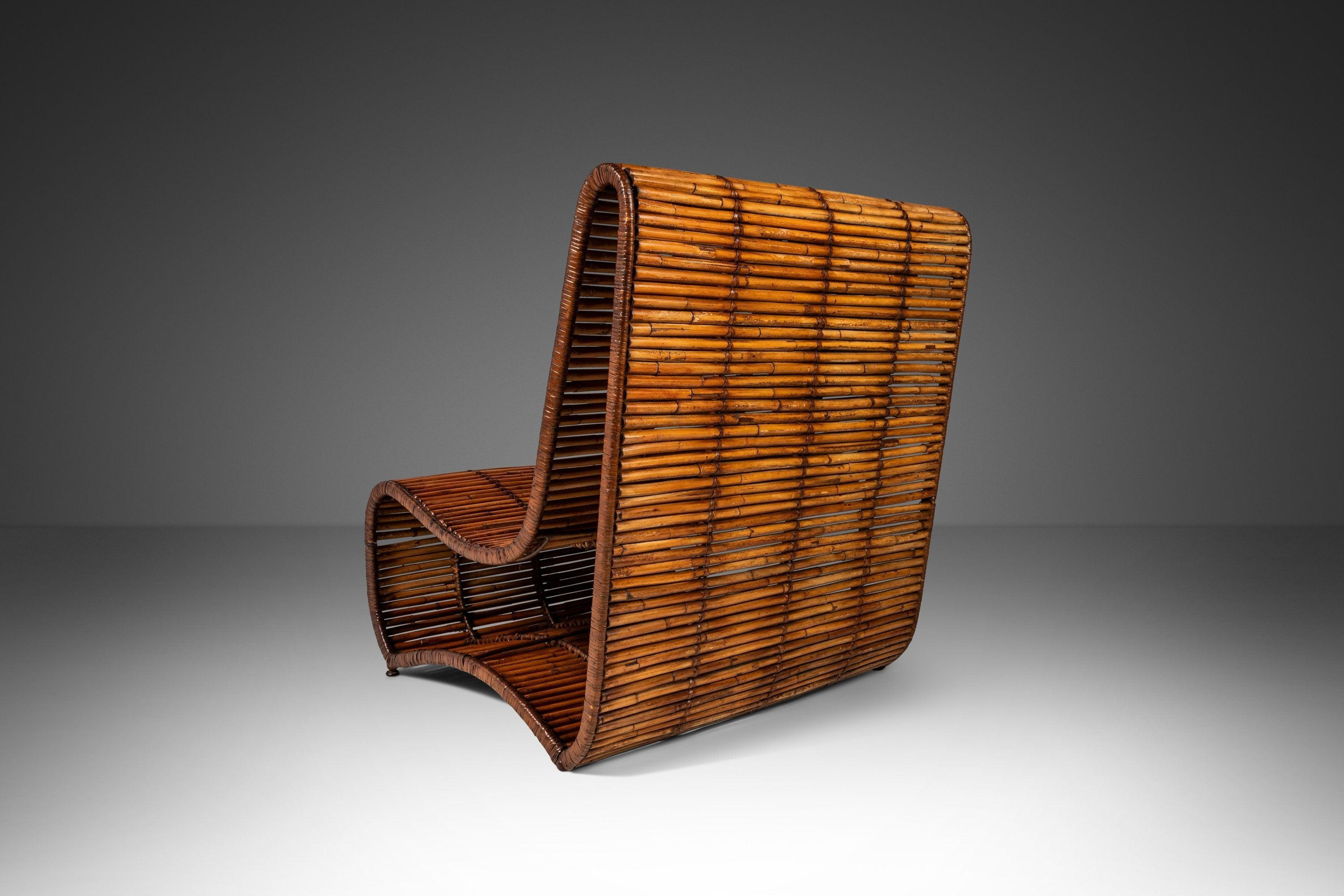 Mid-Century Modern „Wave“ Sessel ohne Armlehne aus Bambus von Danny Ho Fong im Angebot 4