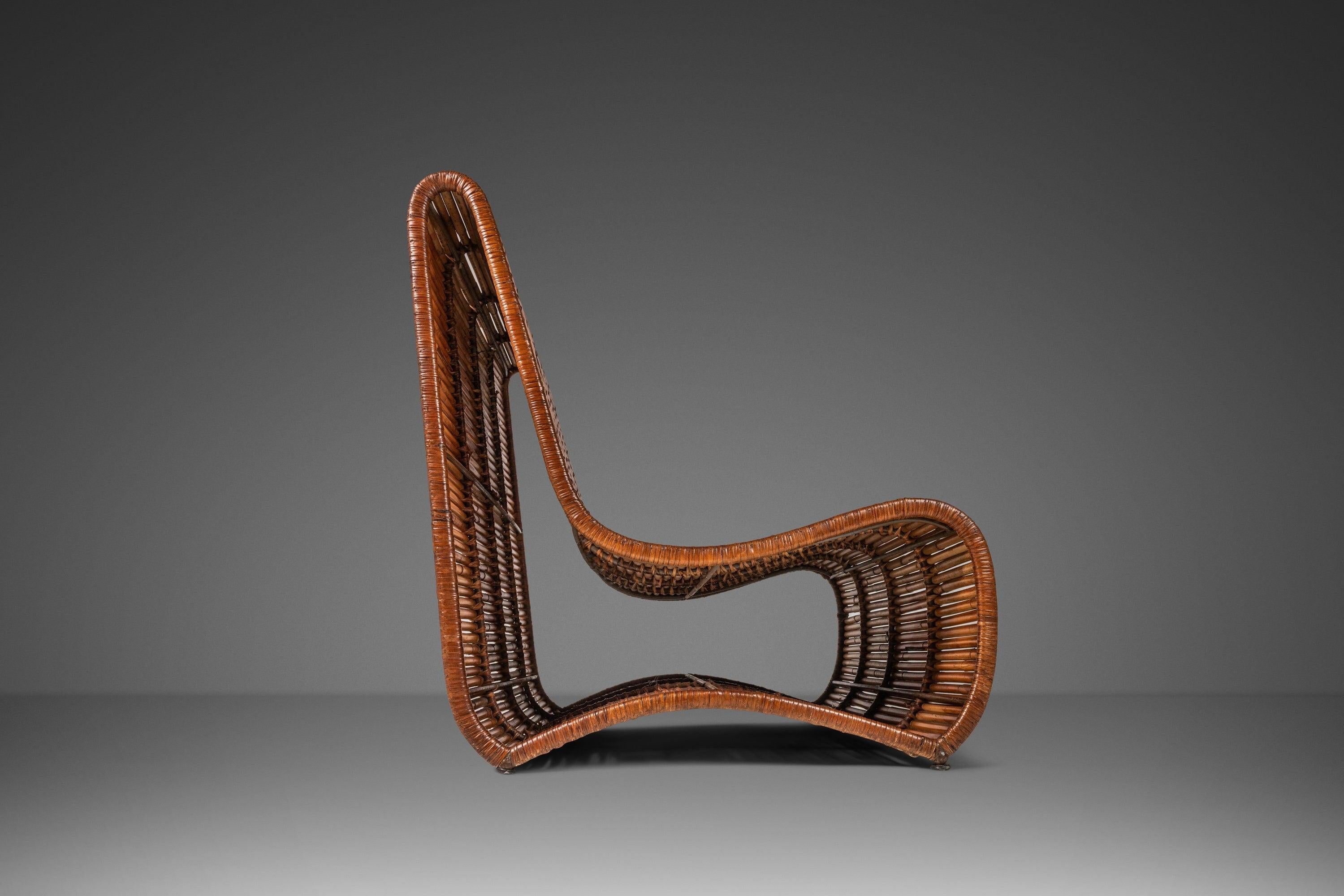 Mid-Century Modern „Wave“ Sessel ohne Armlehne aus Bambus von Danny Ho Fong im Angebot 5