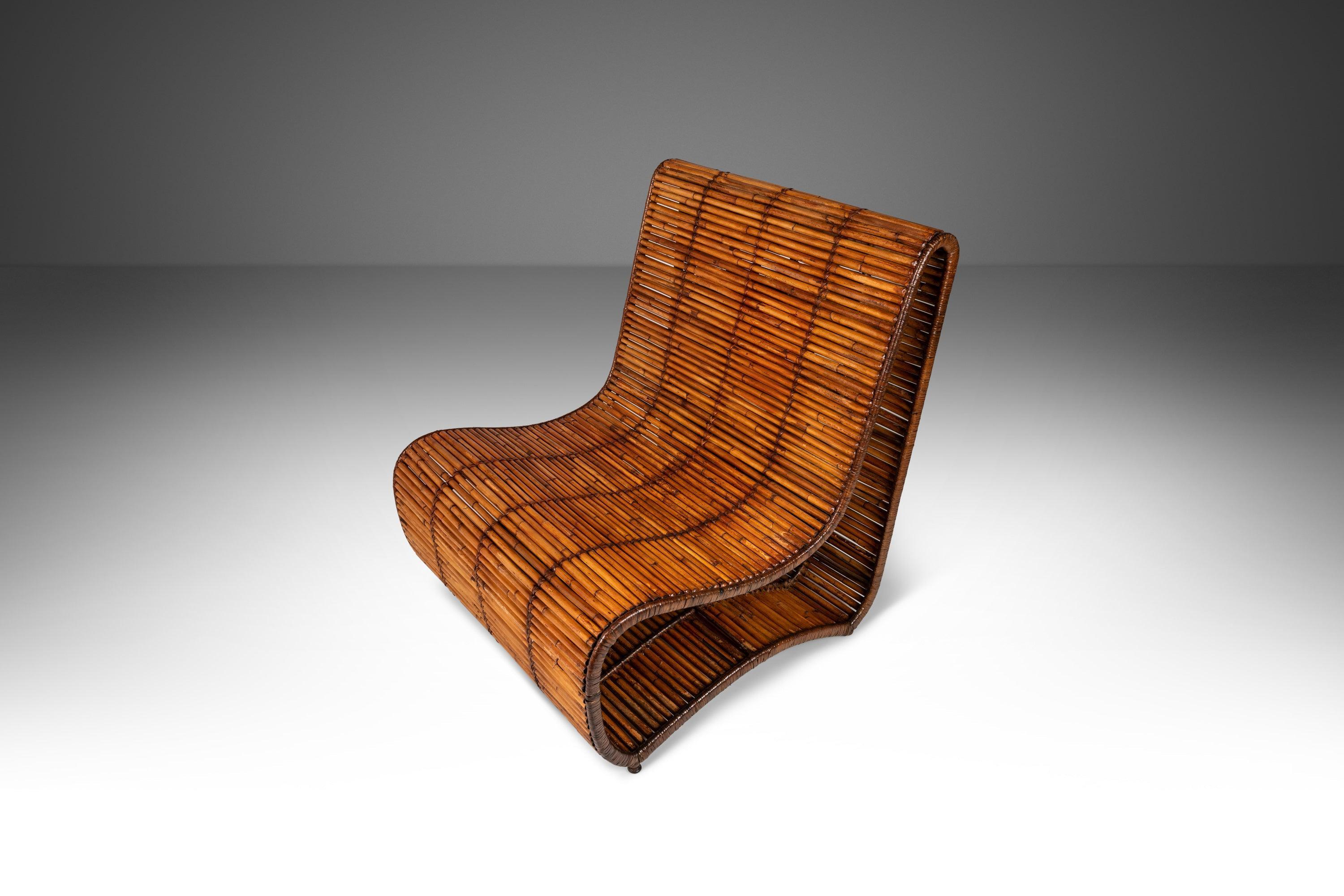 Mid-Century Modern „Wave“ Sessel ohne Armlehne aus Bambus von Danny Ho Fong im Angebot 7