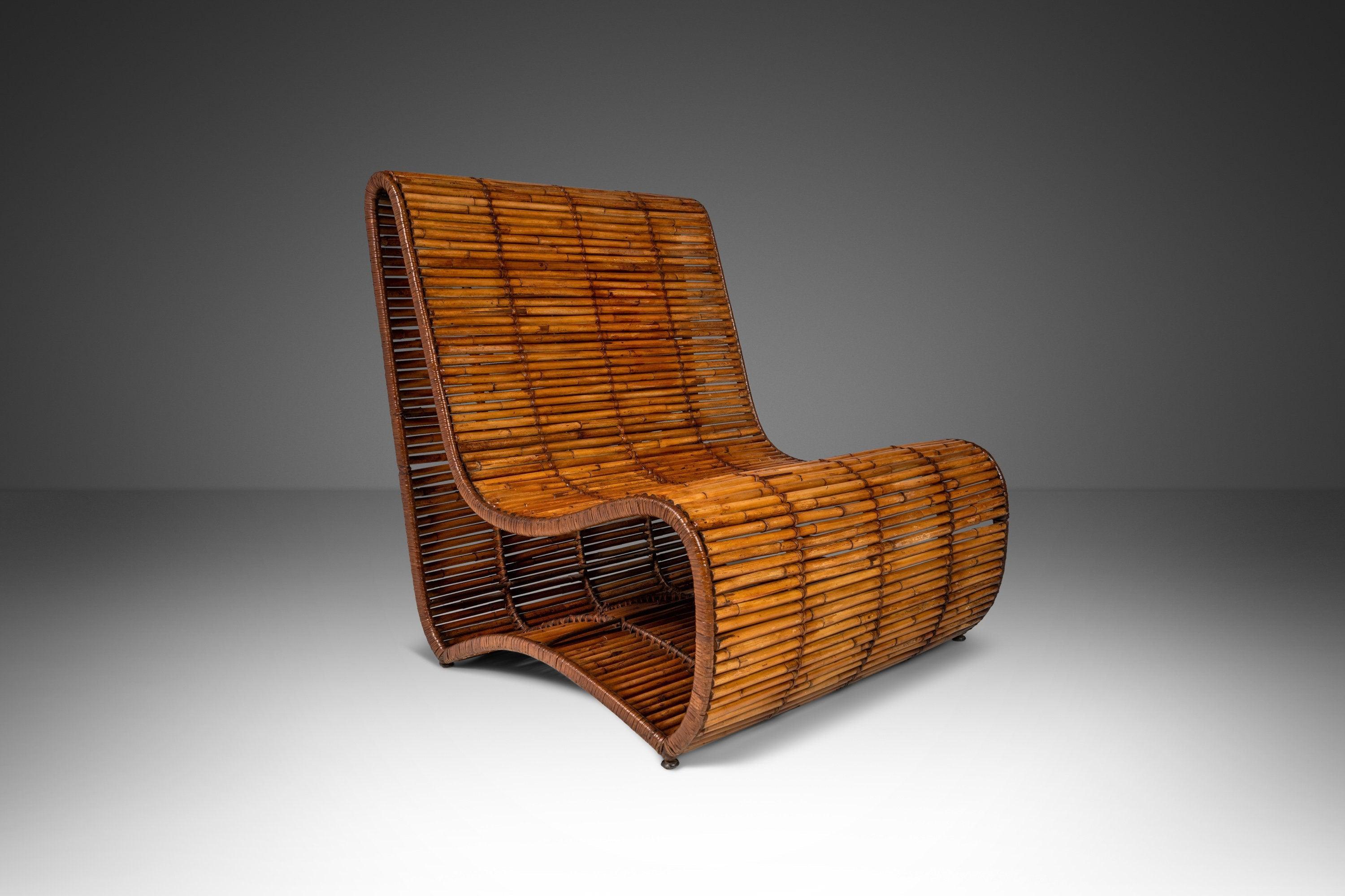 Mid-Century Modern „Wave“ Sessel ohne Armlehne aus Bambus von Danny Ho Fong (Moderne der Mitte des Jahrhunderts) im Angebot