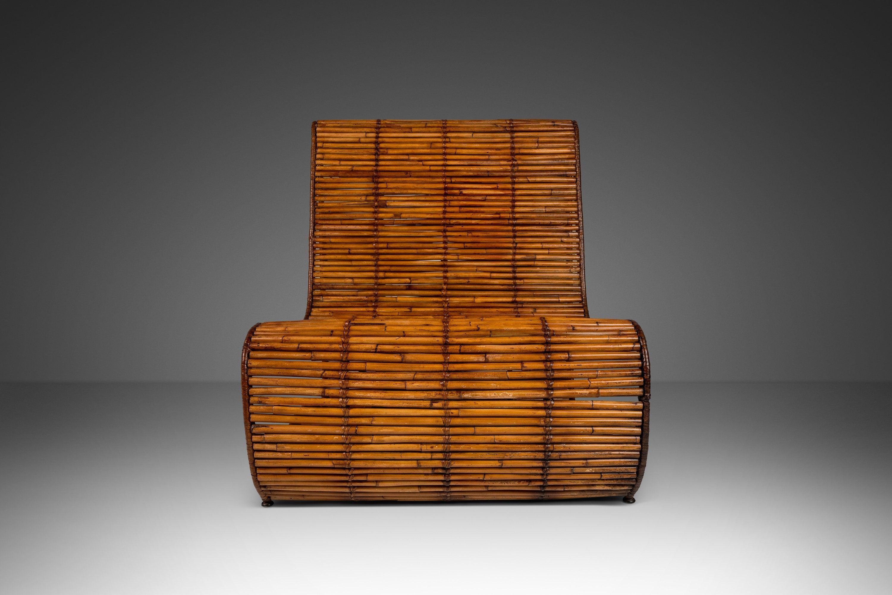 Mid-Century Modern „Wave“ Sessel ohne Armlehne aus Bambus von Danny Ho Fong (Philippinisch) im Angebot